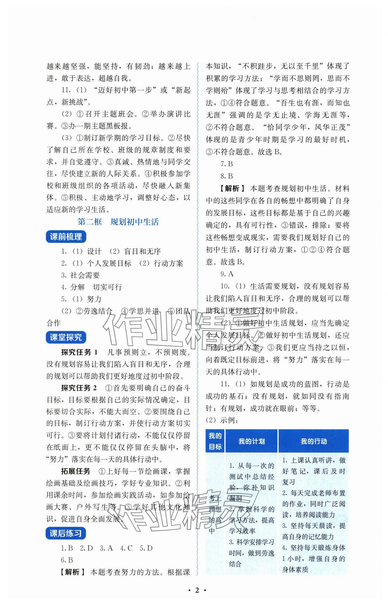 2025年人教金学典同步解析与测评七年级道德与法治上册人教版 第2页