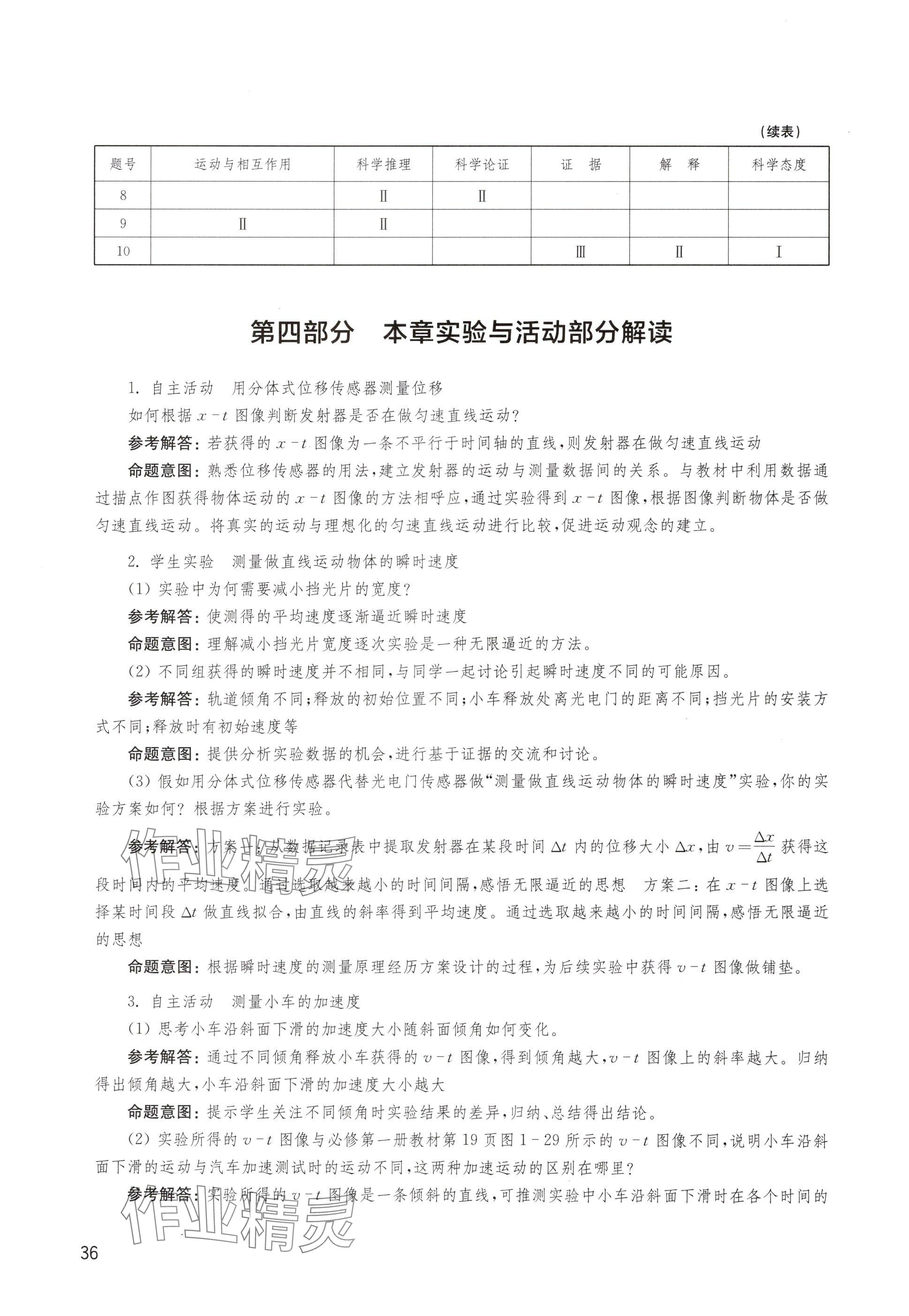 2024年練習(xí)部分高中物理必修第一冊滬教版 參考答案第6頁