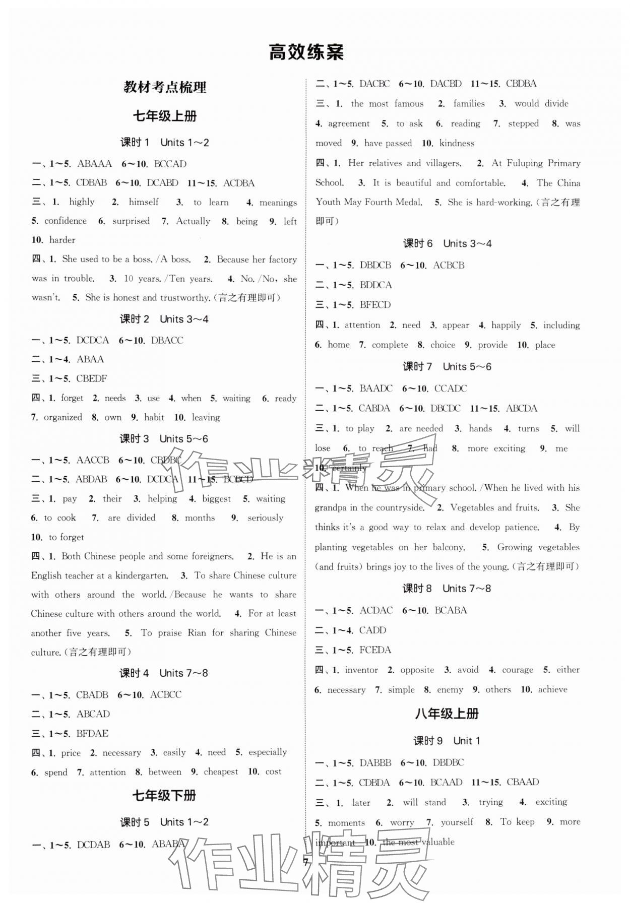 2025年通城學(xué)典通城1典中考復(fù)習(xí)方略英語南通專用 參考答案第6頁