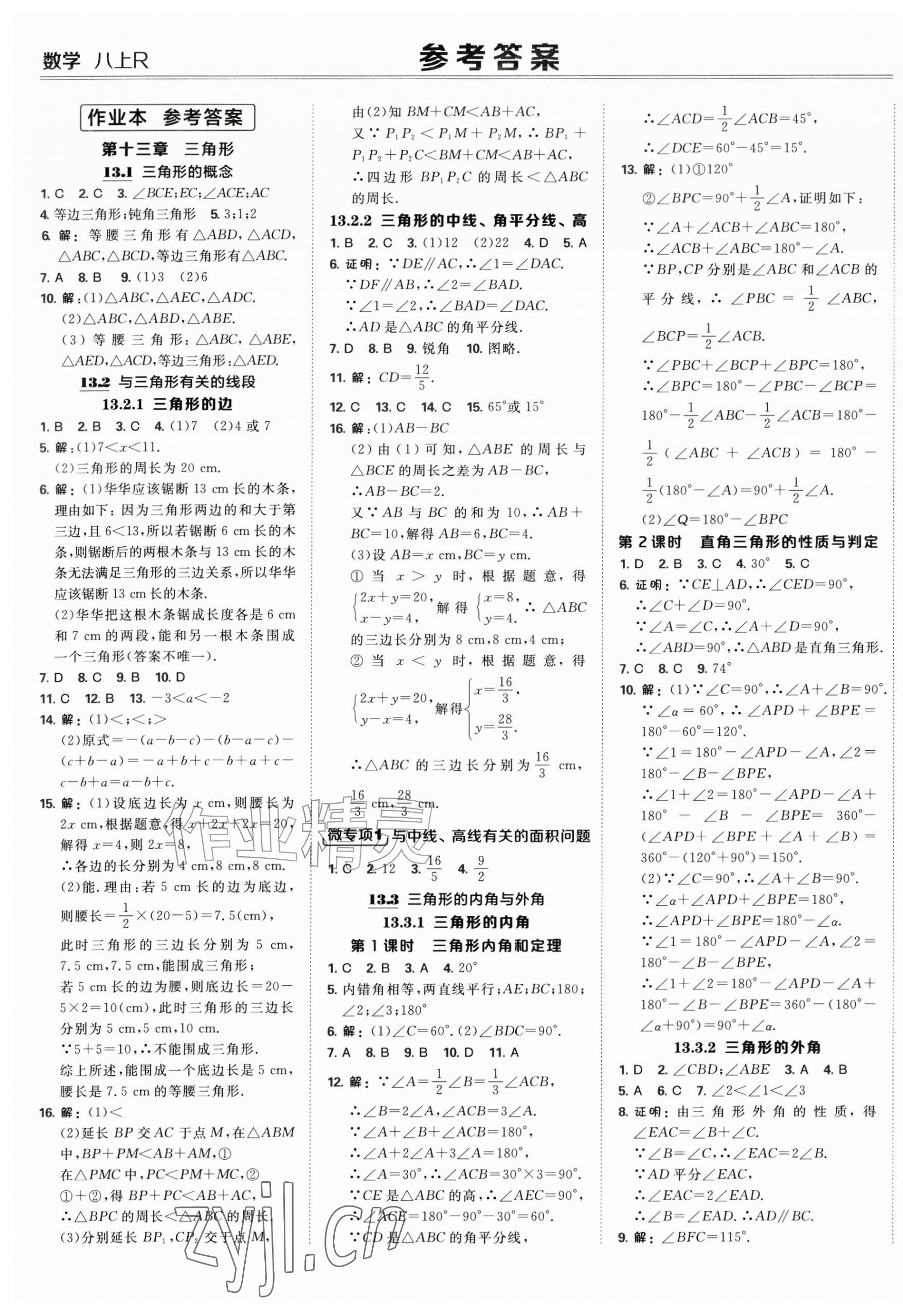 2026年点拨训练八年级数学上册人教版&nbsp;第1页