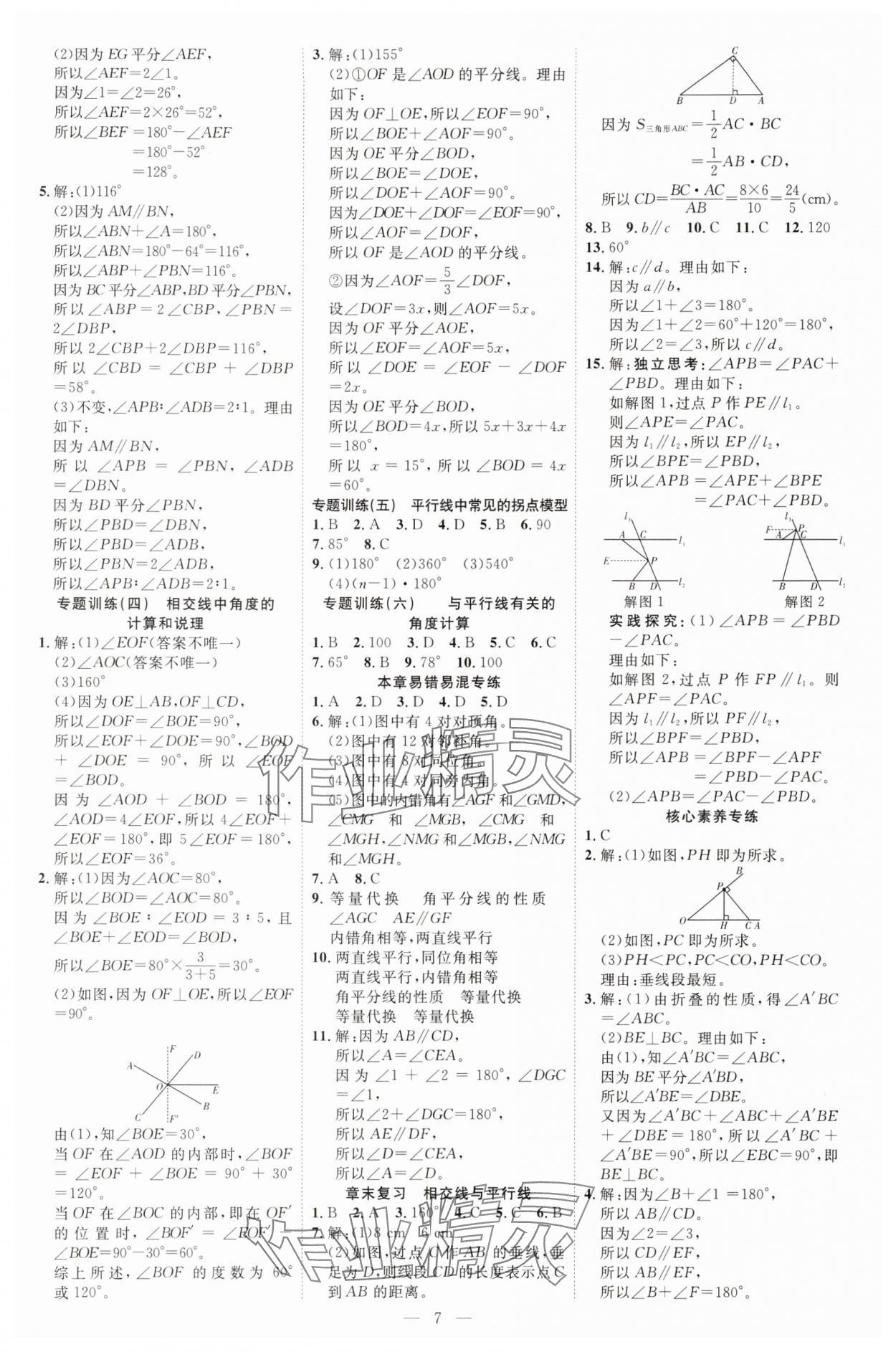 2025年暢行課堂七年級數(shù)學(xué)下冊北師大版 參考答案第7頁