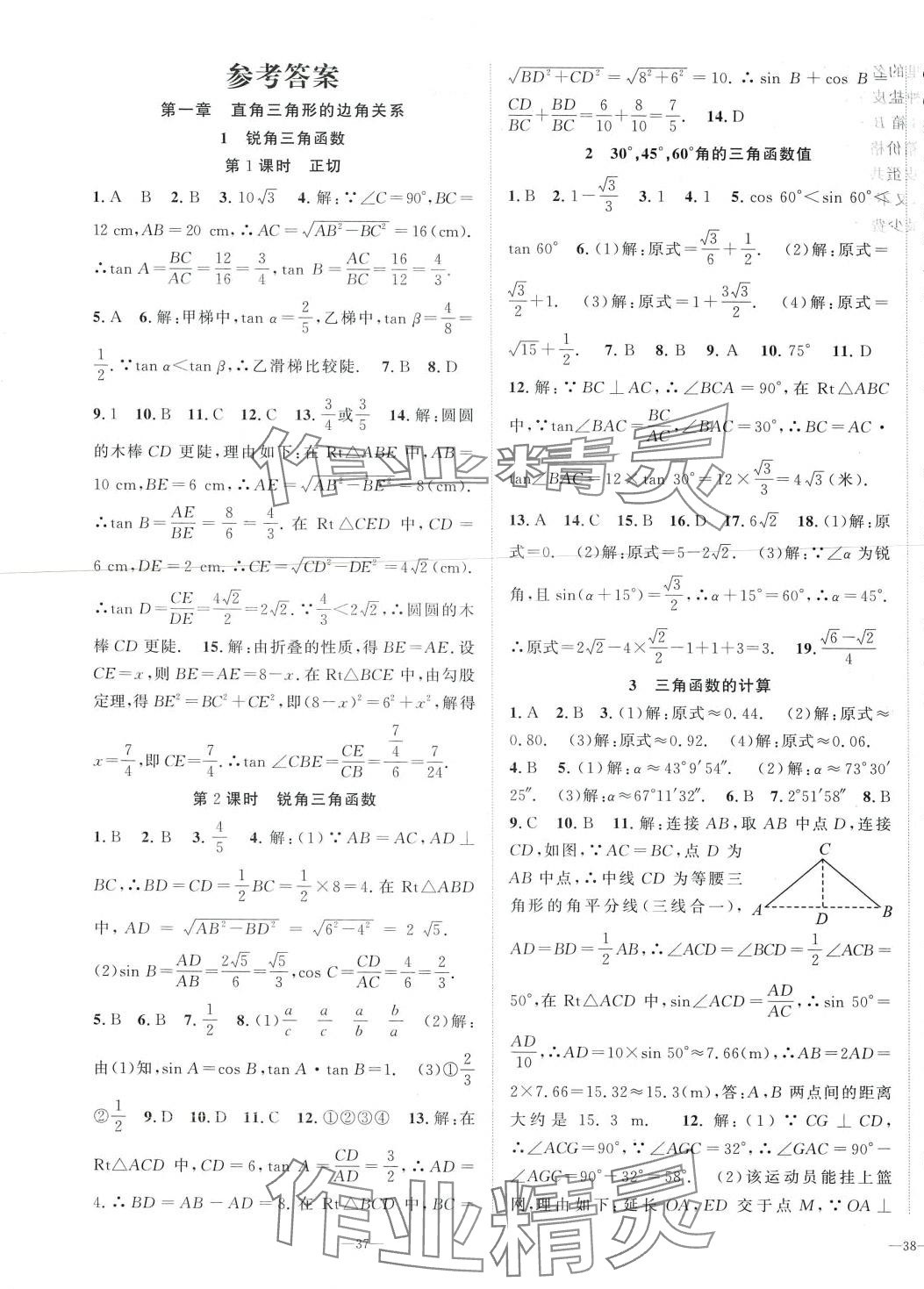 2024年我的作業(yè)九年級數(shù)學(xué)下冊北師大版 第1頁