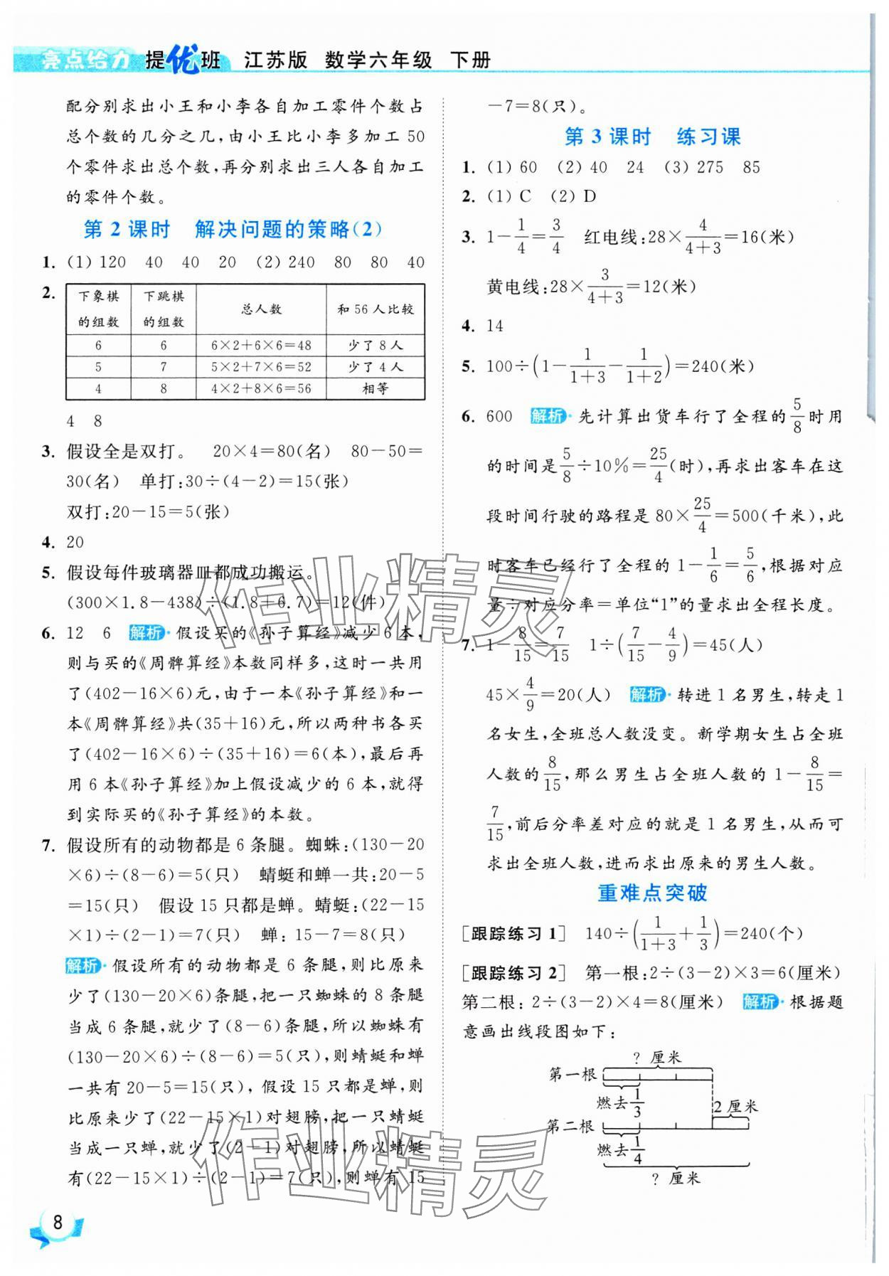 2025年亮點(diǎn)給力提優(yōu)班六年級(jí)數(shù)學(xué)下冊蘇教版 參考答案第8頁