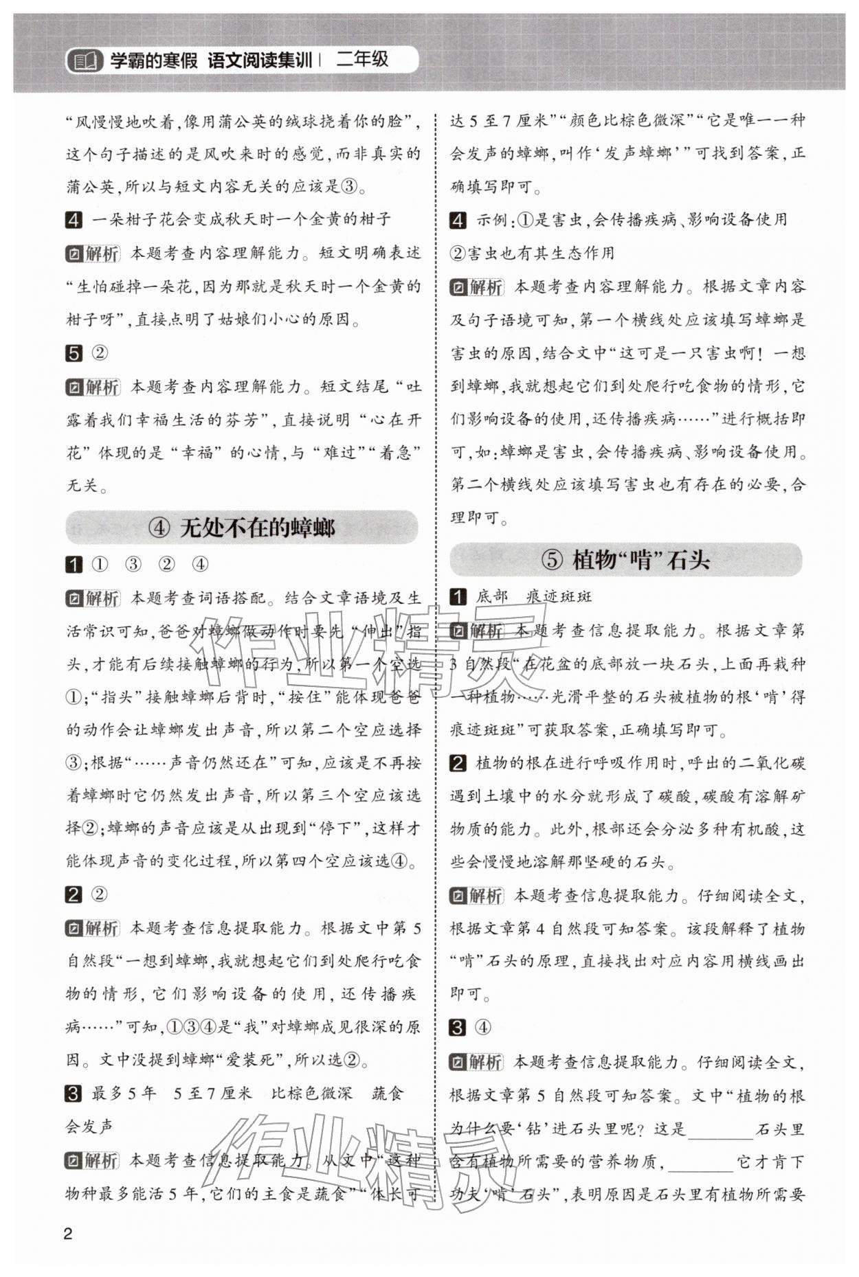 2026年学霸的寒假二年级语文人教版&nbsp;第2页