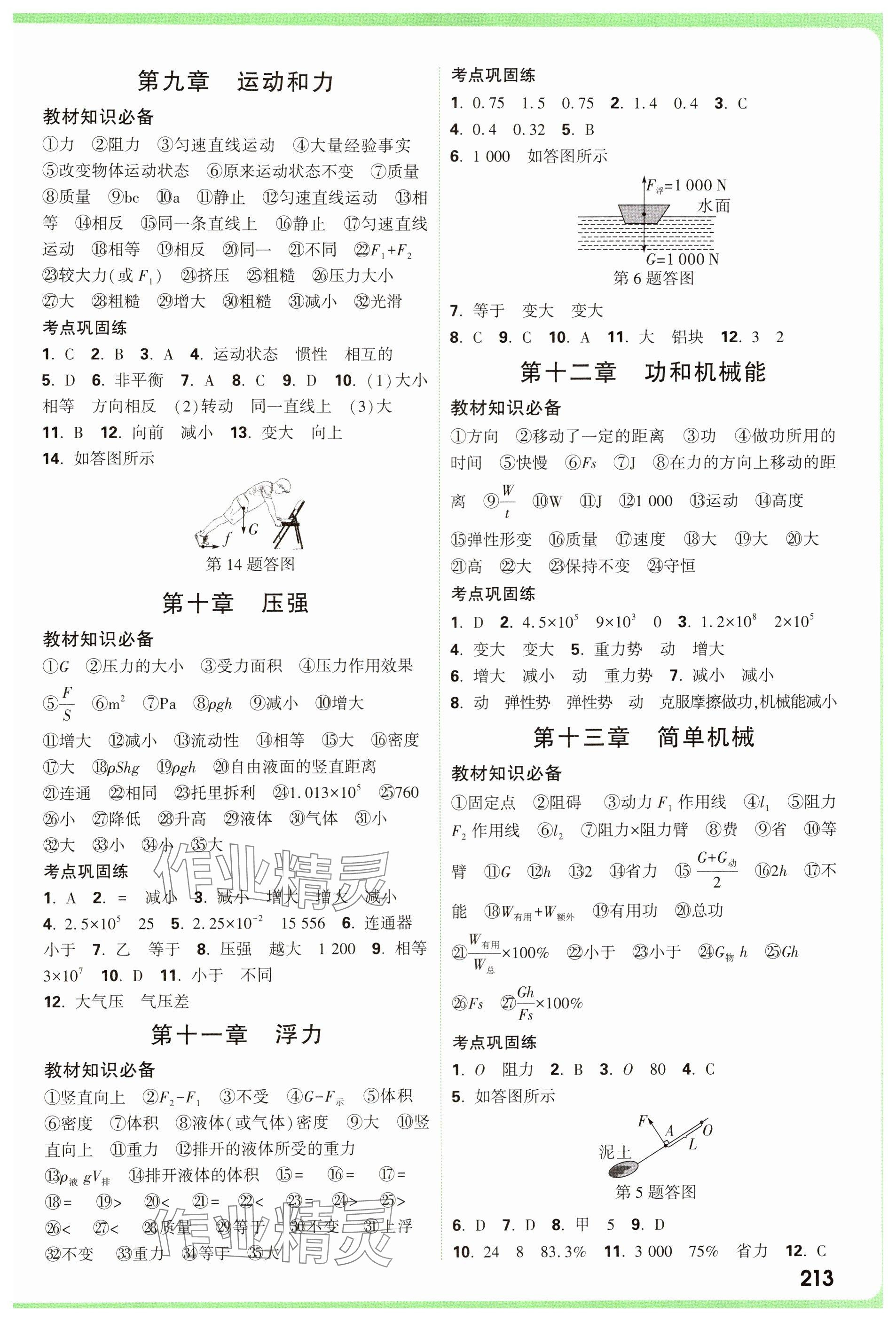 2025年中考面对面物理山西专版 参考答案第3页