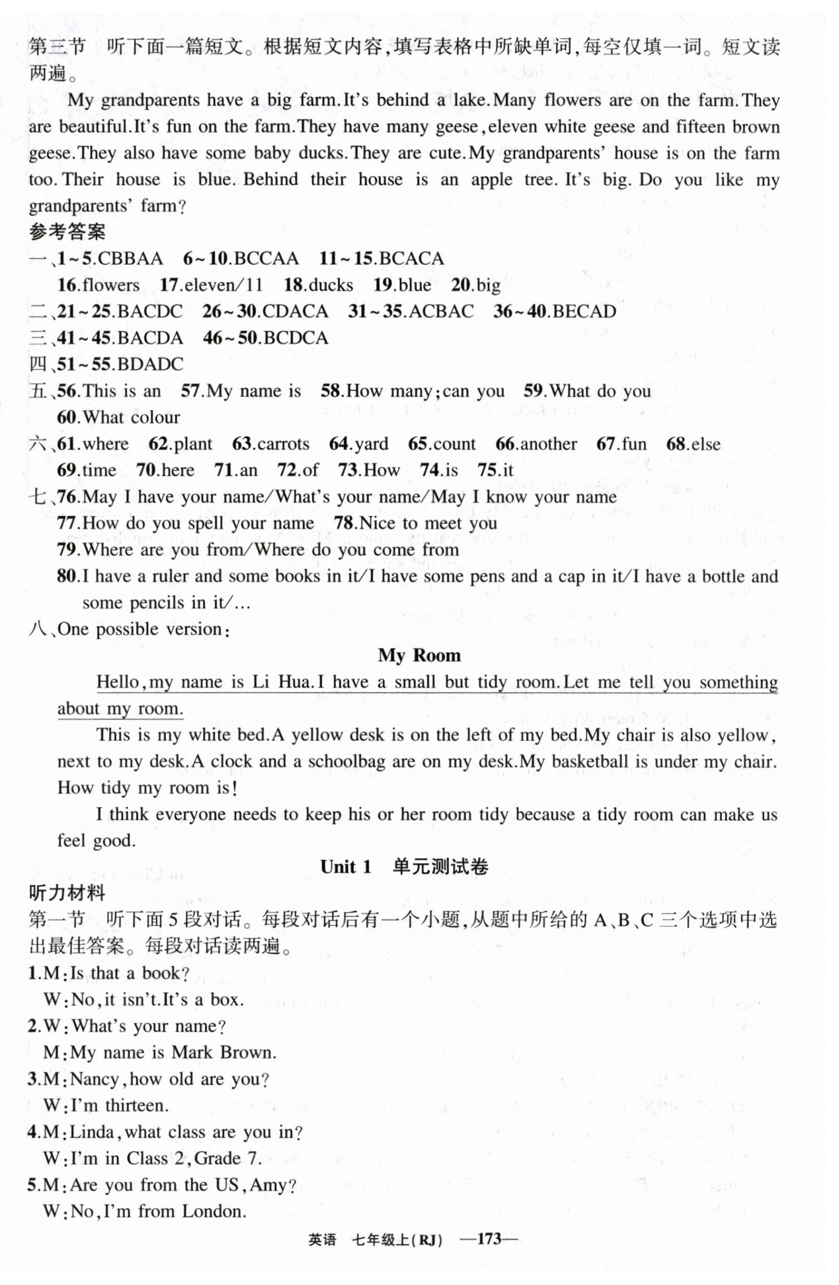 2025年四清導(dǎo)航七年級英語上冊人教版河南專版 第15頁