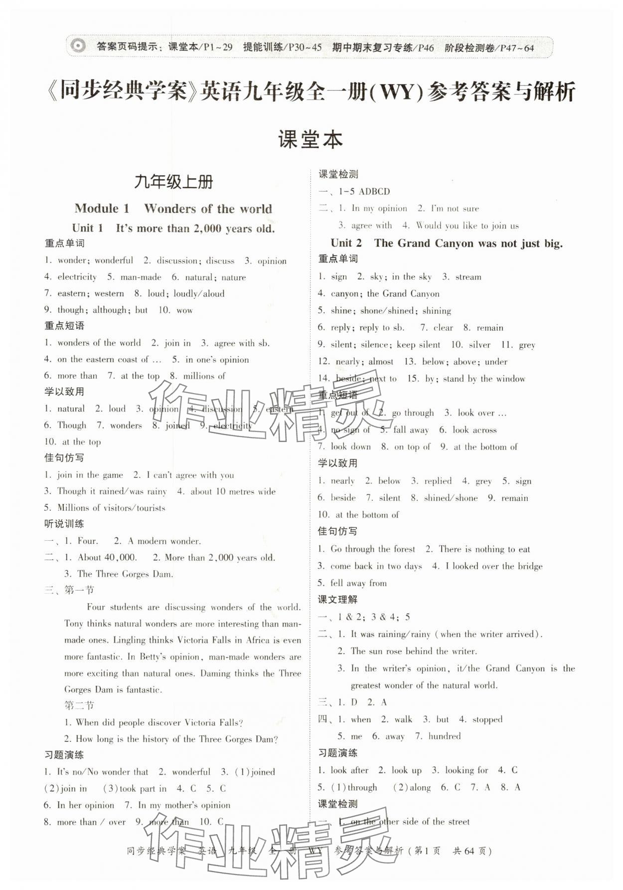 2025年同步经典学案九年级英语全一册外研版 第1页