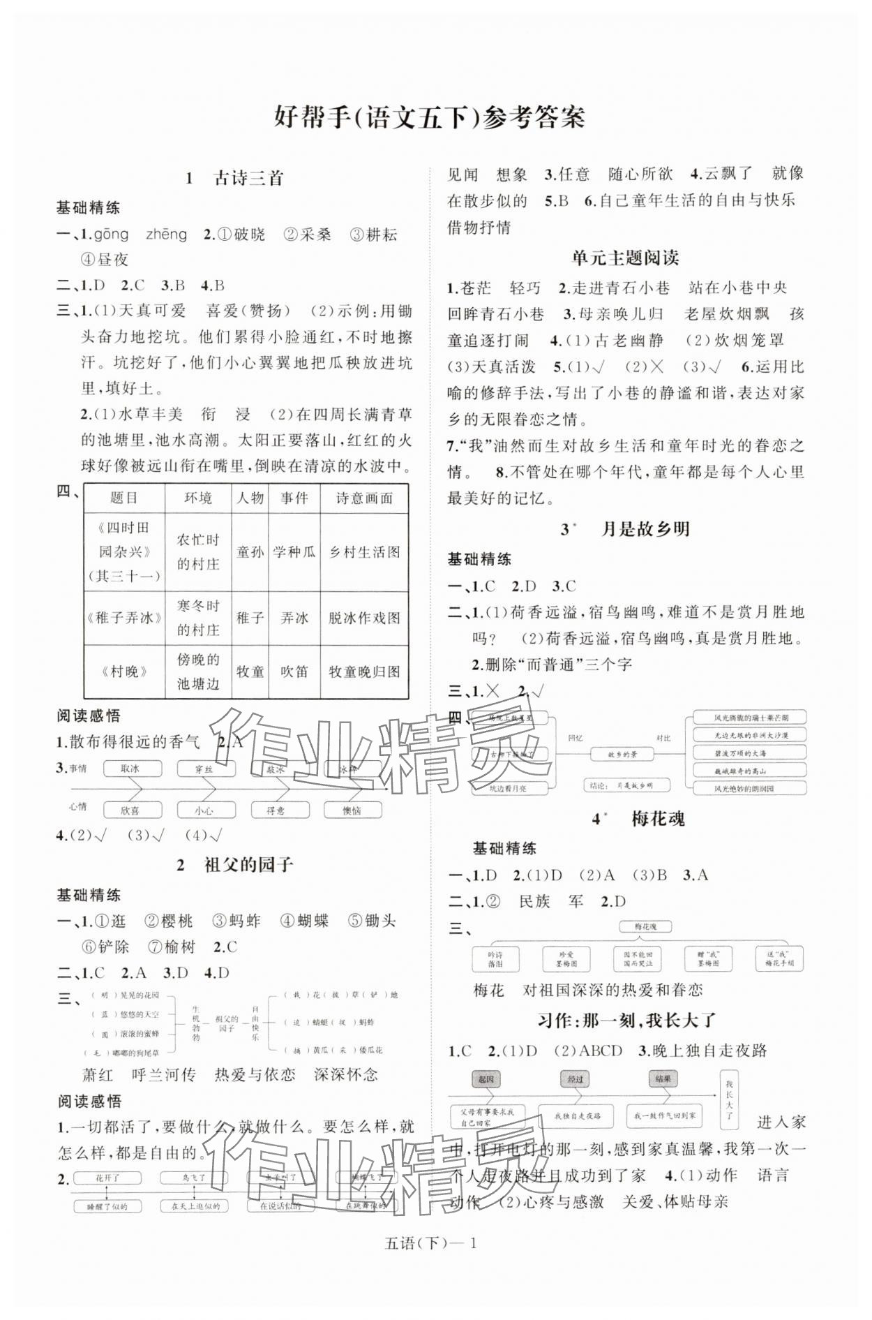 2024年小學(xué)學(xué)習(xí)好幫手五年級語文下冊人教版 第1頁