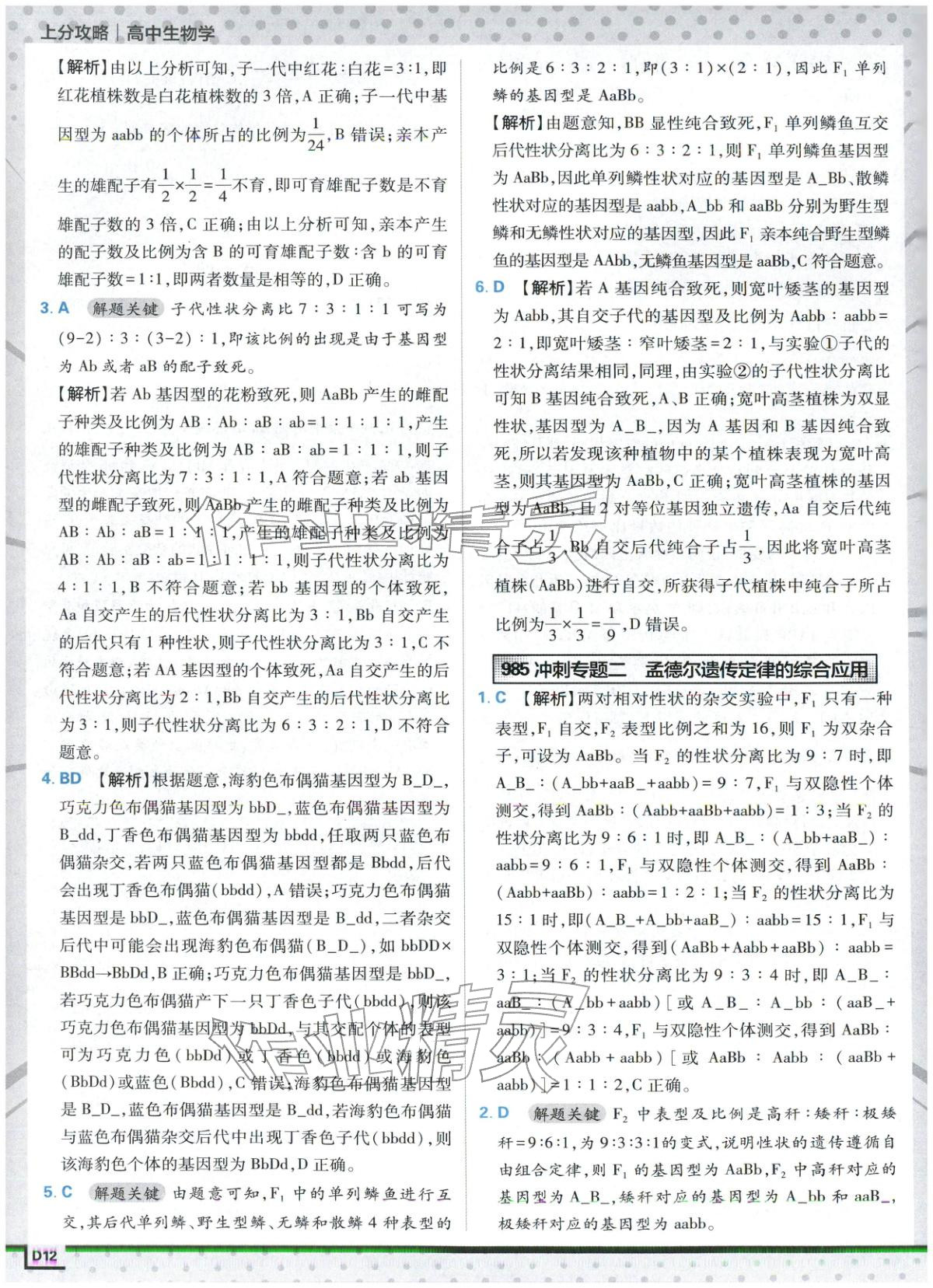 2025年上分攻略高中生物必修第二冊人教版&nbsp;第12頁
