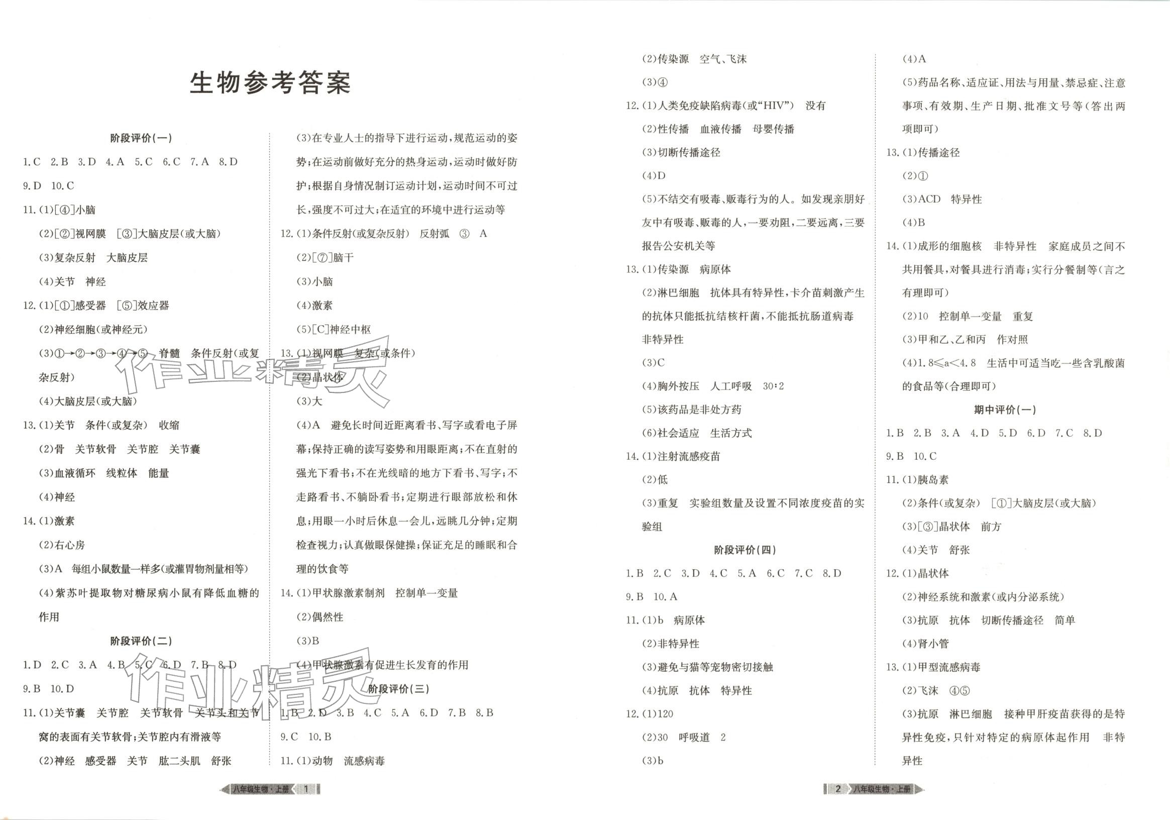 2025年全优标准卷八年级生物上册人教版 第1页