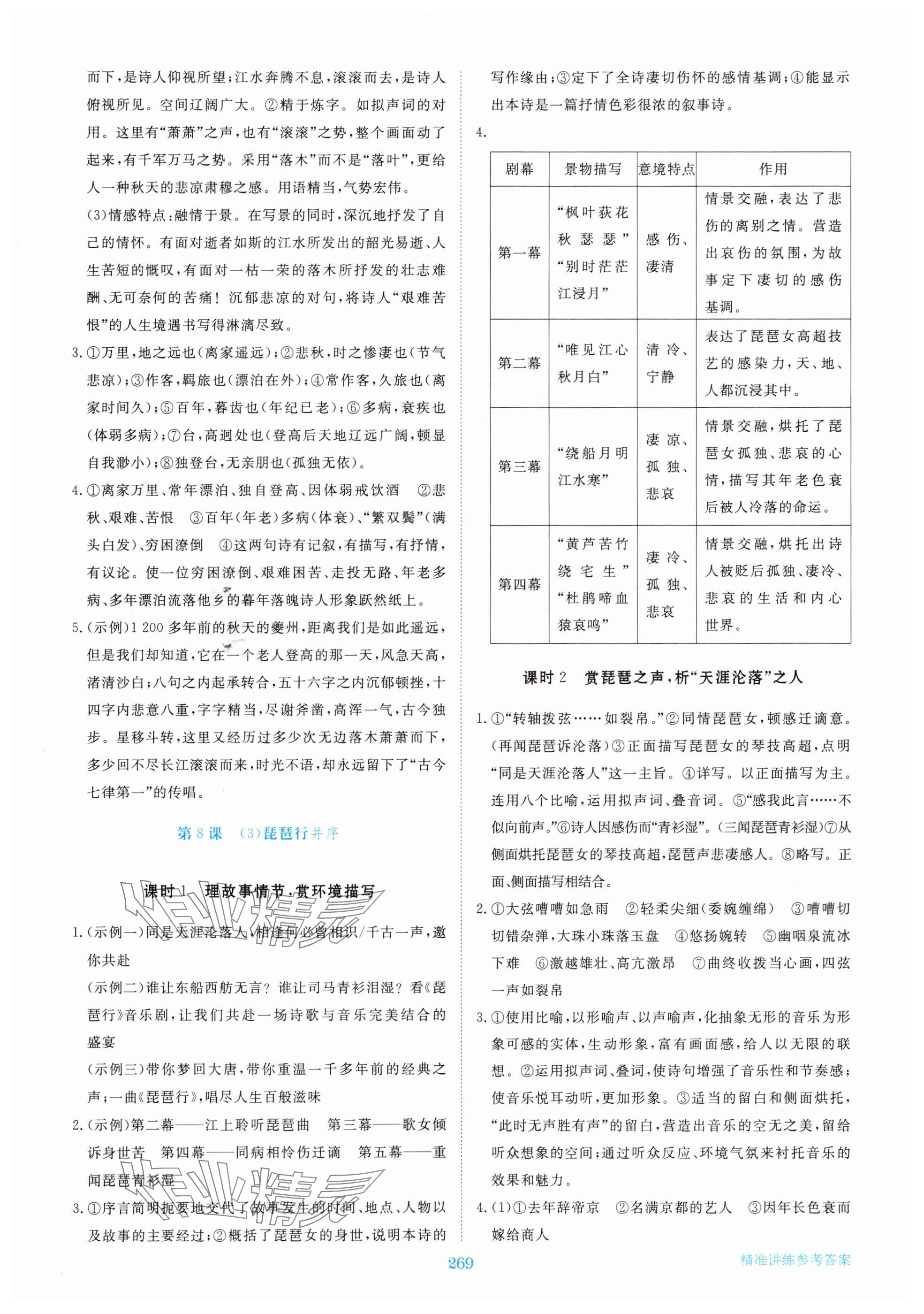 2025年步步高精准讲练高中语文必修上册人教版&nbsp;参考答案第10页