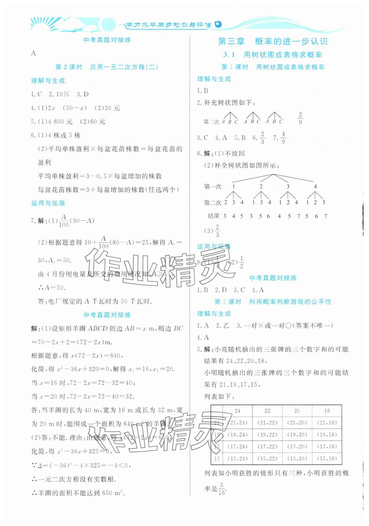 2023年學力水平同步檢測與評估九年級數(shù)學全一冊北師大版 第12頁