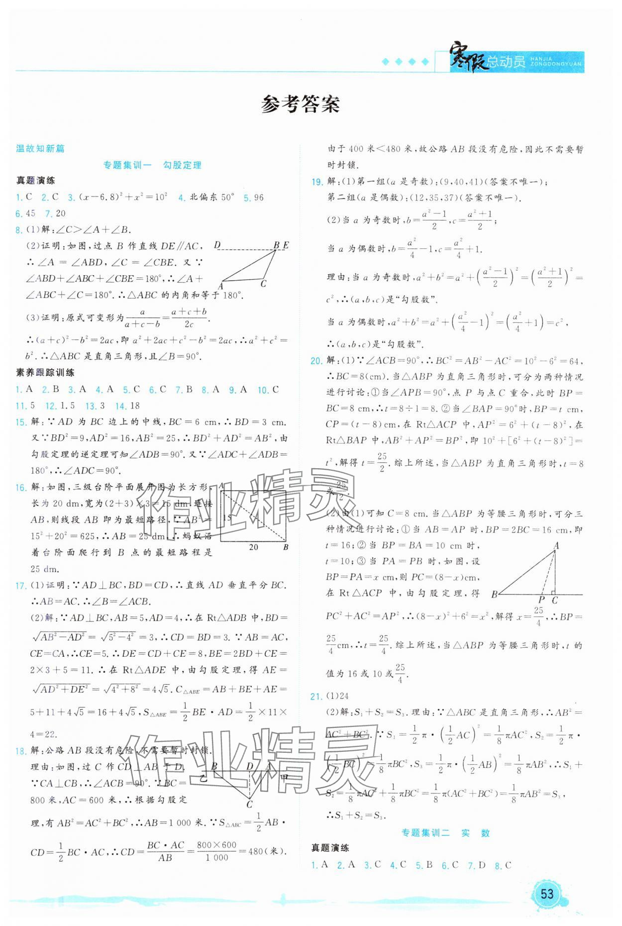 2025年寒假总动员合肥工业大学出版社八年级数学北师大版 第1页