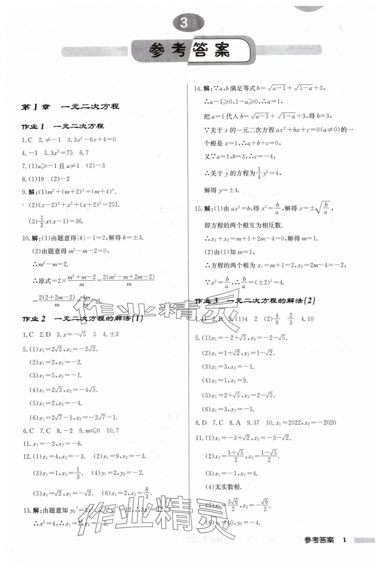 2024年啟東中學(xué)作業(yè)本九年級(jí)數(shù)學(xué)上冊(cè)蘇科版宿遷專(zhuān)版 第1頁(yè)