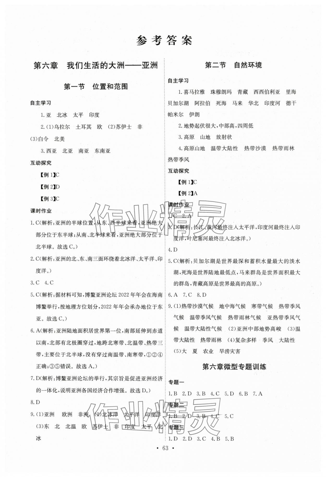 2024年長江全能學(xué)案同步練習(xí)冊七年級地理下冊人教版 第1頁