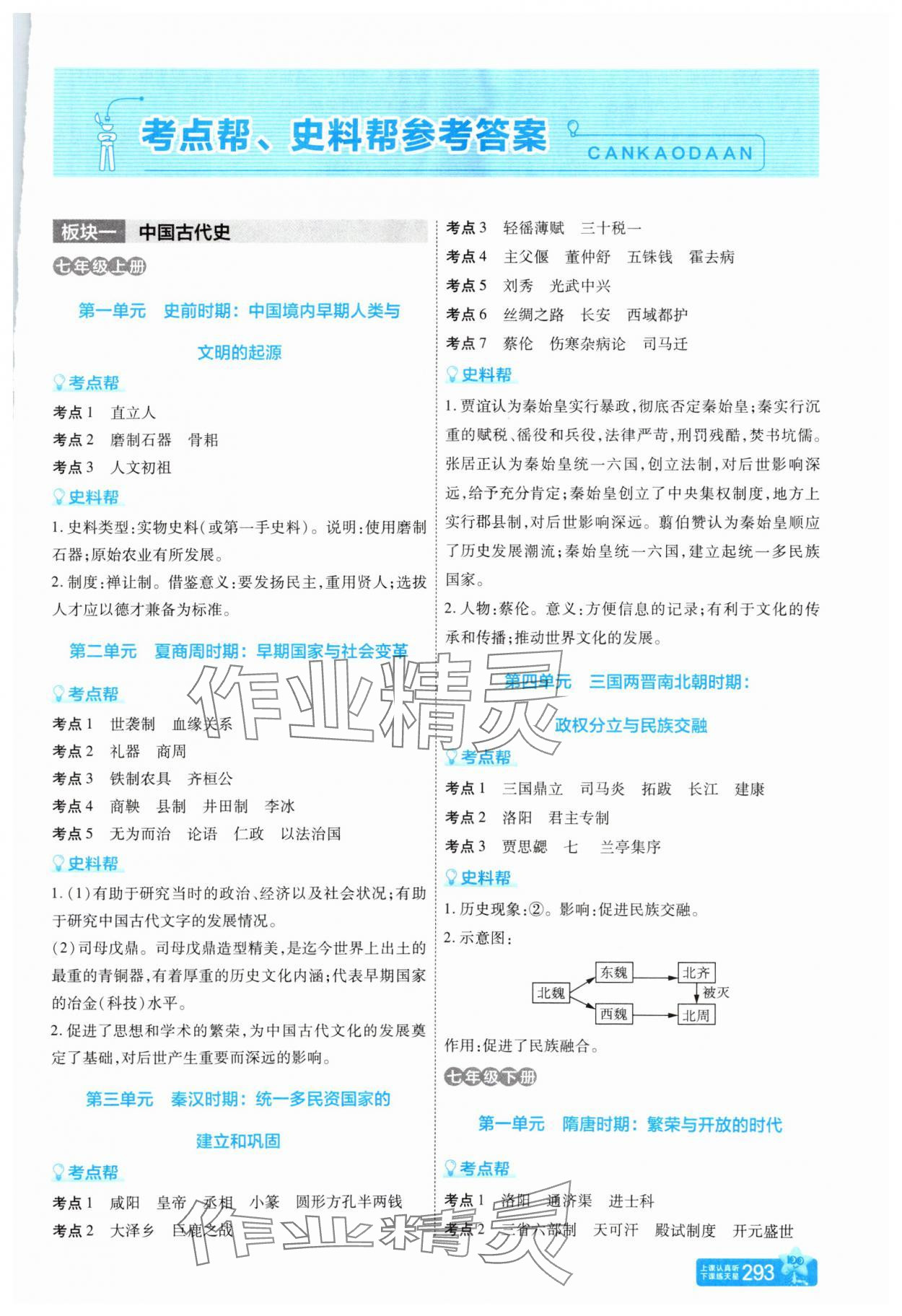 2025年中考帮历史河北专版 参考答案第1页