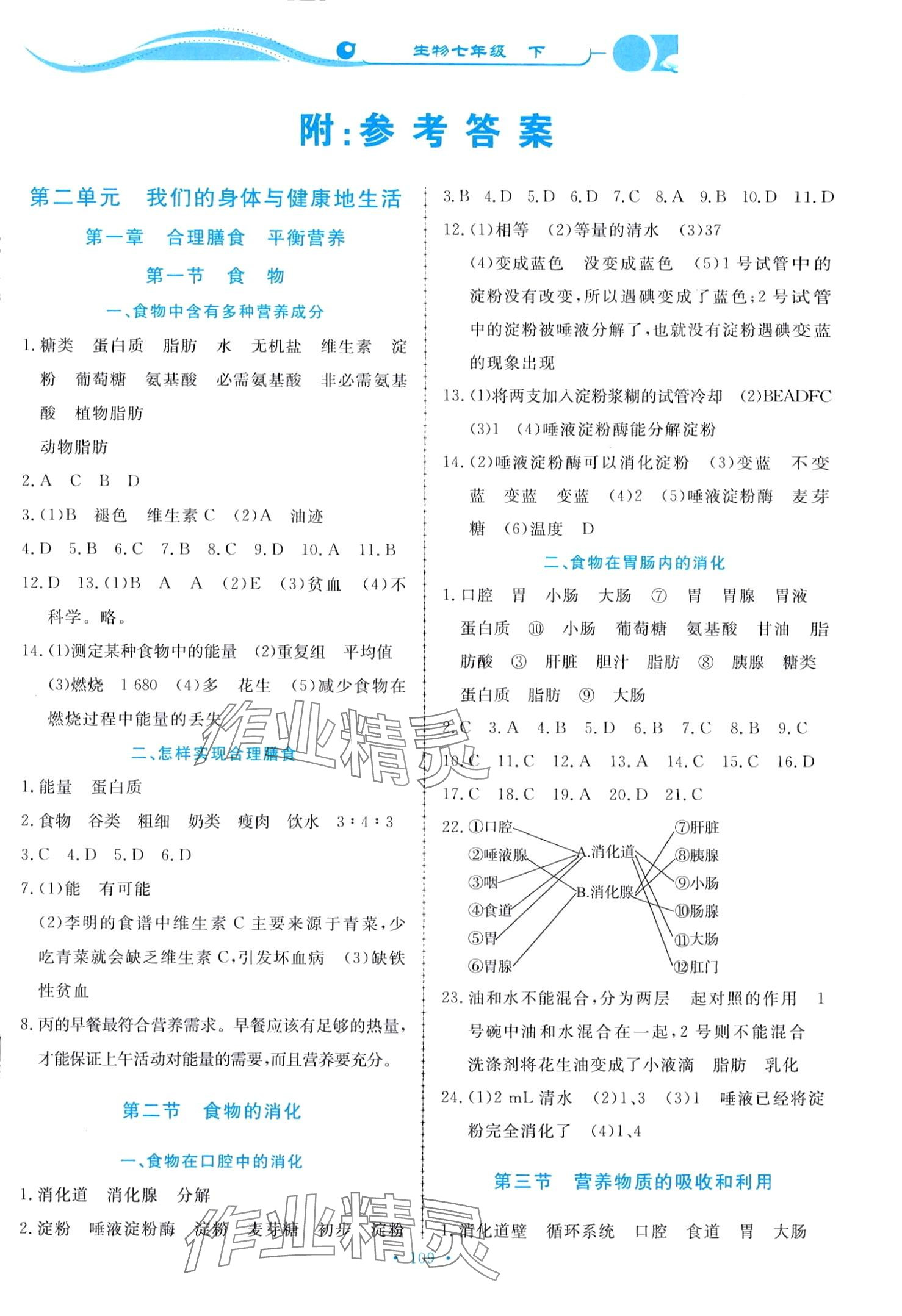 2024年學(xué)力水平同步檢測(cè)與評(píng)估七年級(jí)生物下冊(cè)冀少版 第1頁(yè)