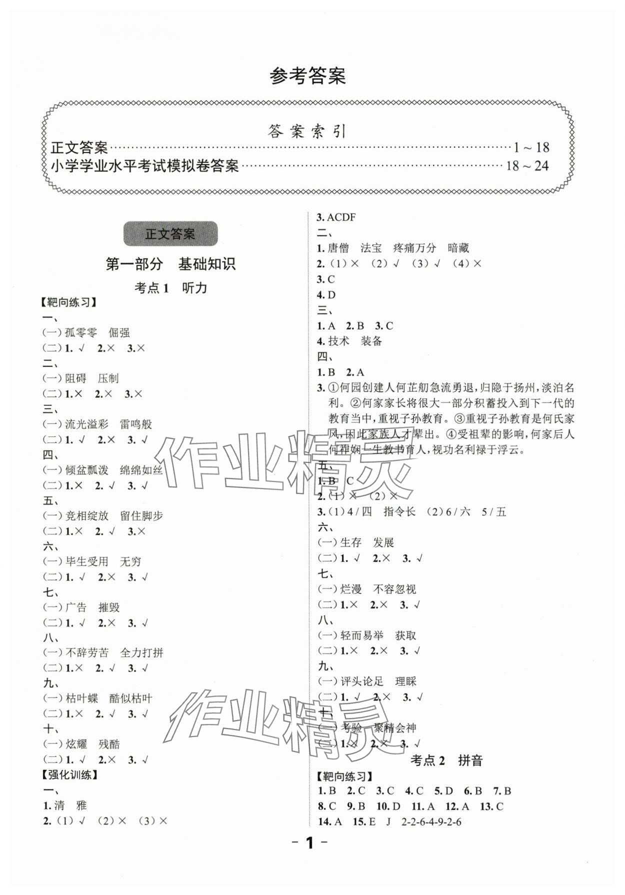 2025年全程突破六年级语文广东专版 第1页