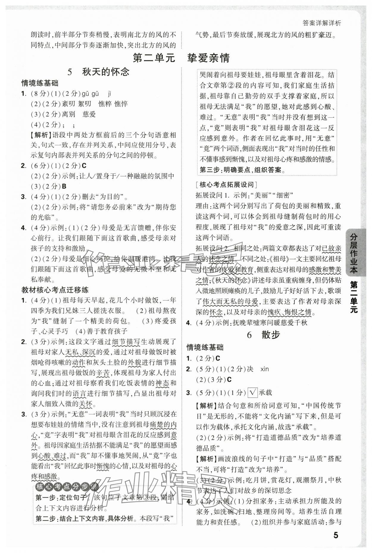 2025年万唯中考情境题七年级语文上册人教版&nbsp;第5页