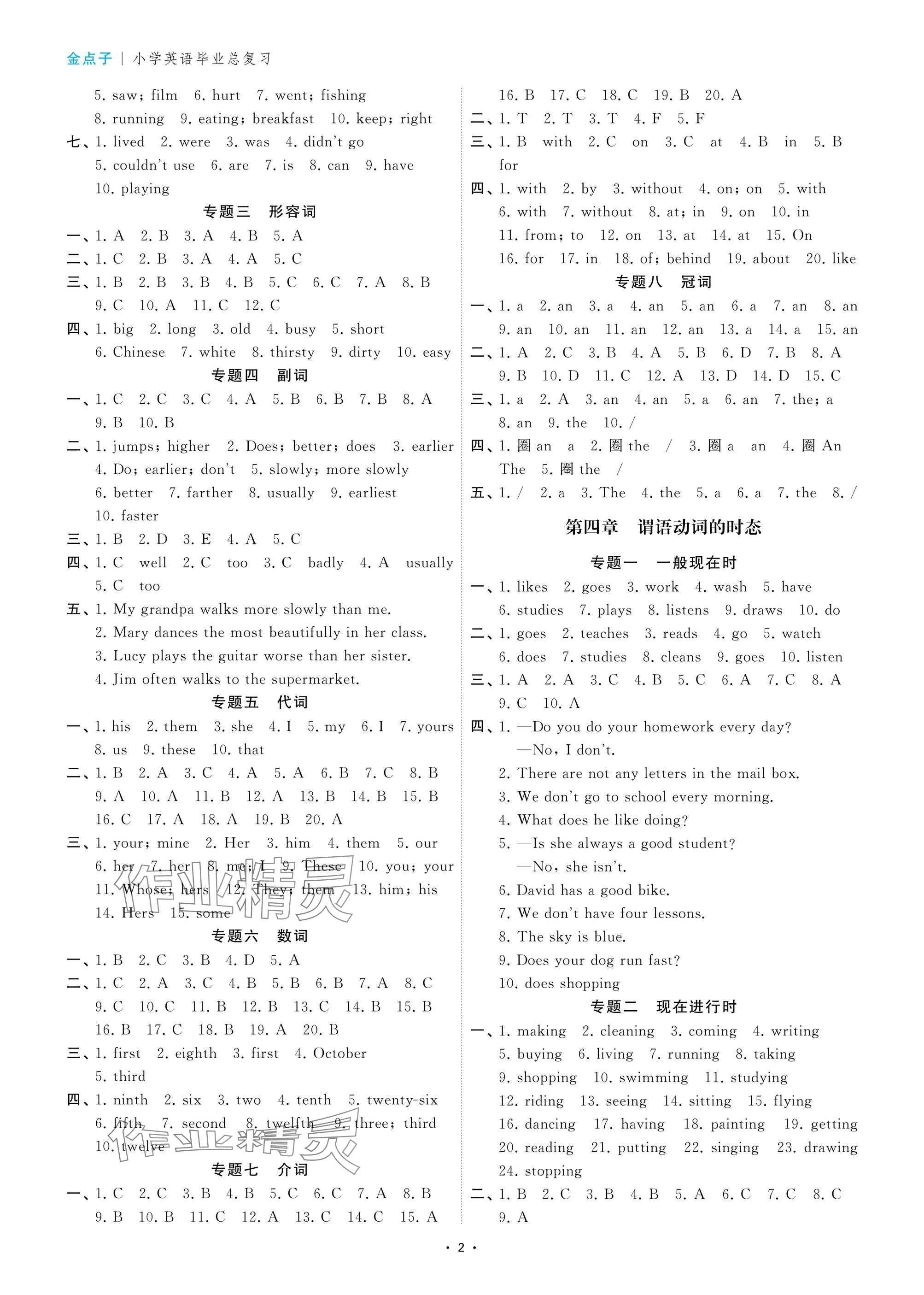 2025年小學畢業總復習英語 參考答案第2頁