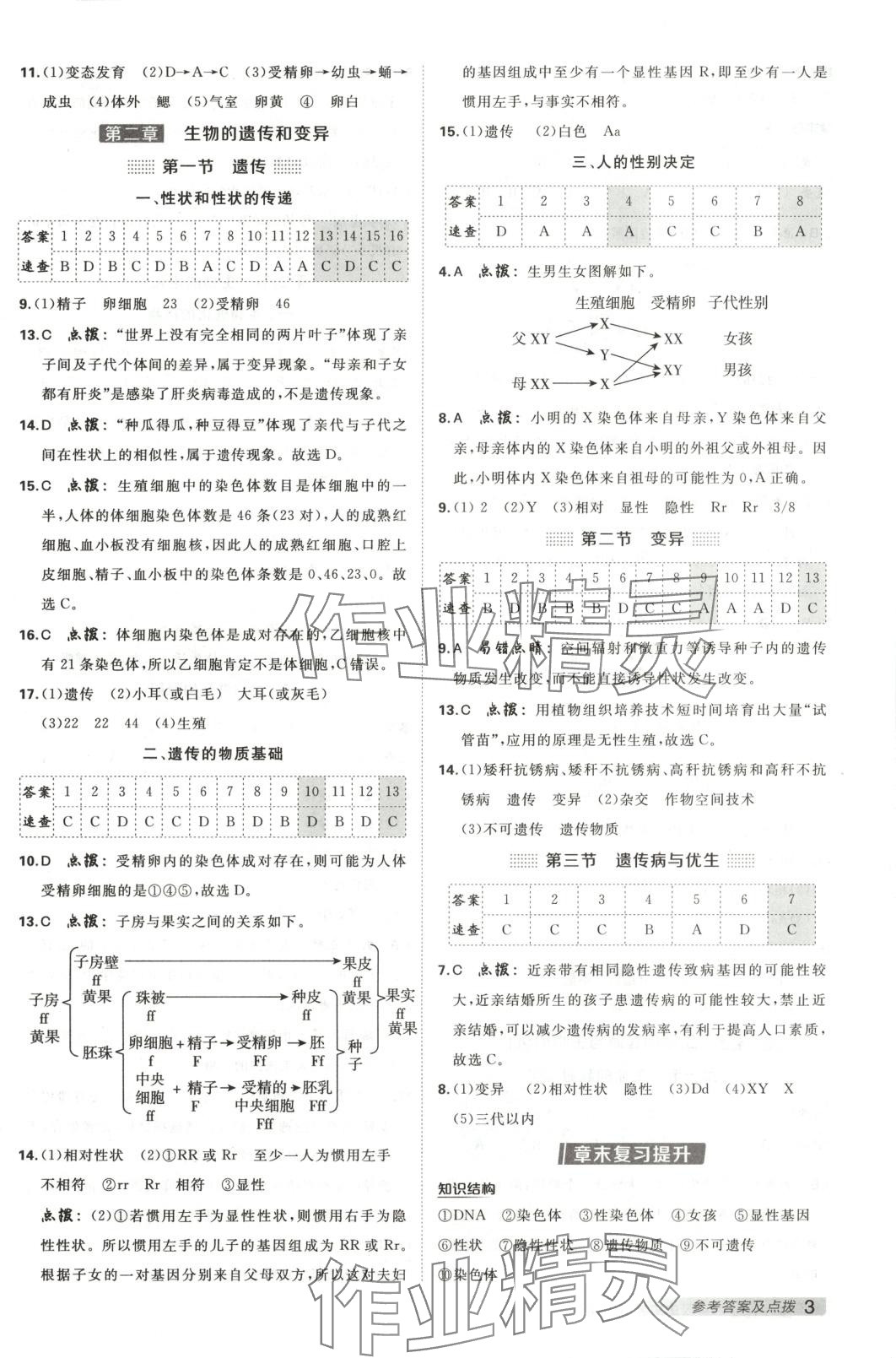 2025年点拨训练八年级生物下册苏教版 第3页