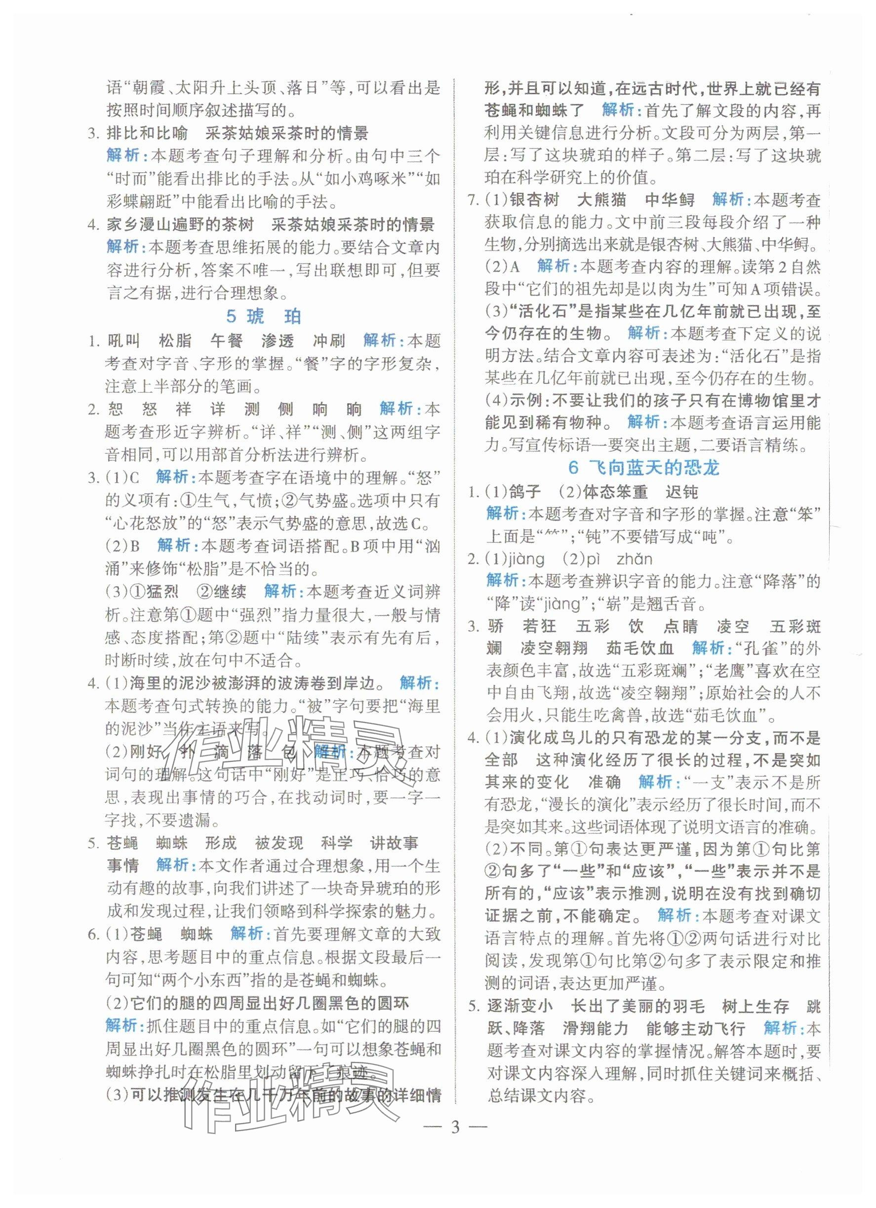2025年名師三導(dǎo)學(xué)練考四年級(jí)語文下冊(cè)人教版 參考答案第3頁