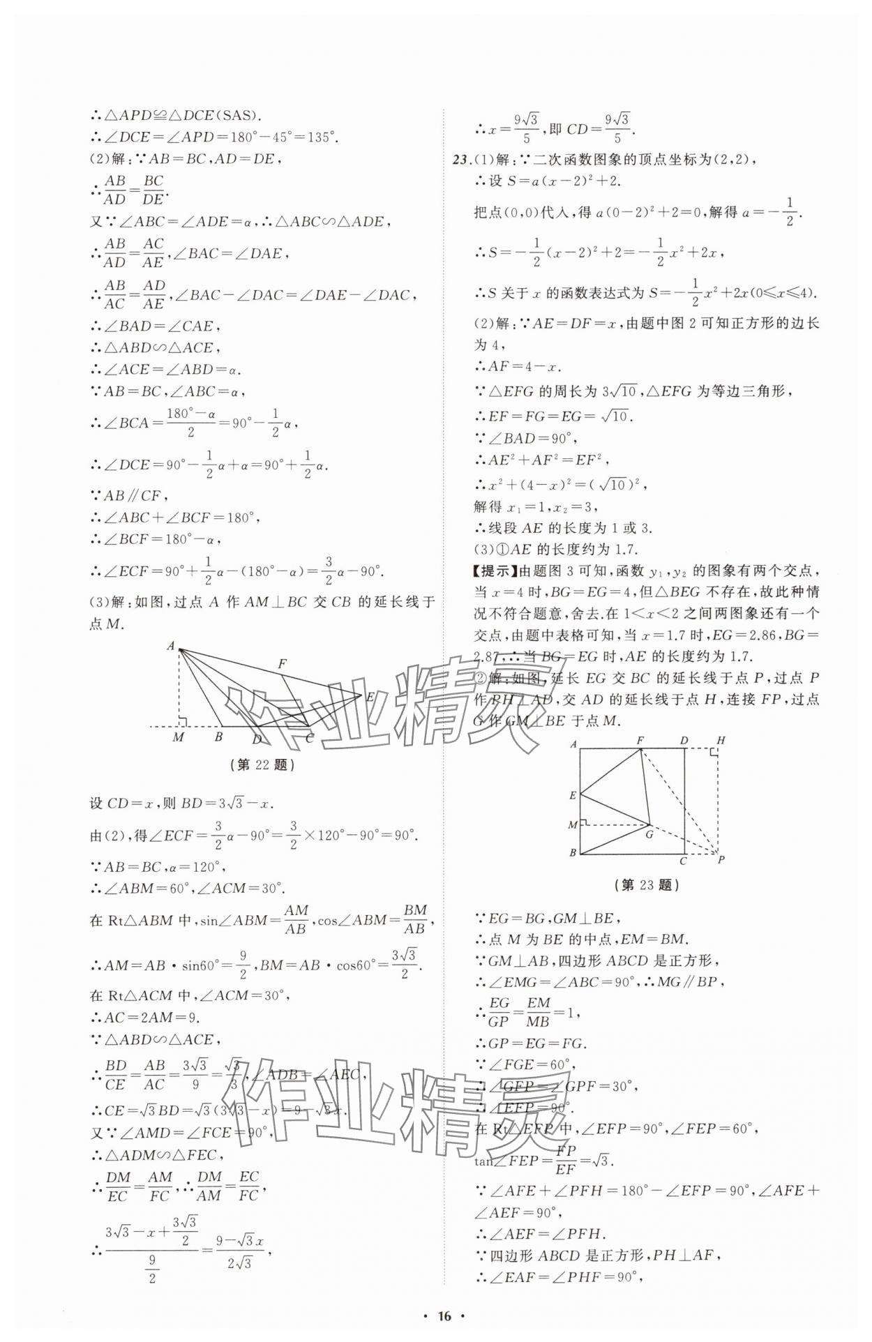 2025年中考必備遼寧師范大學出版社數(shù)學遼寧專版 參考答案第16頁