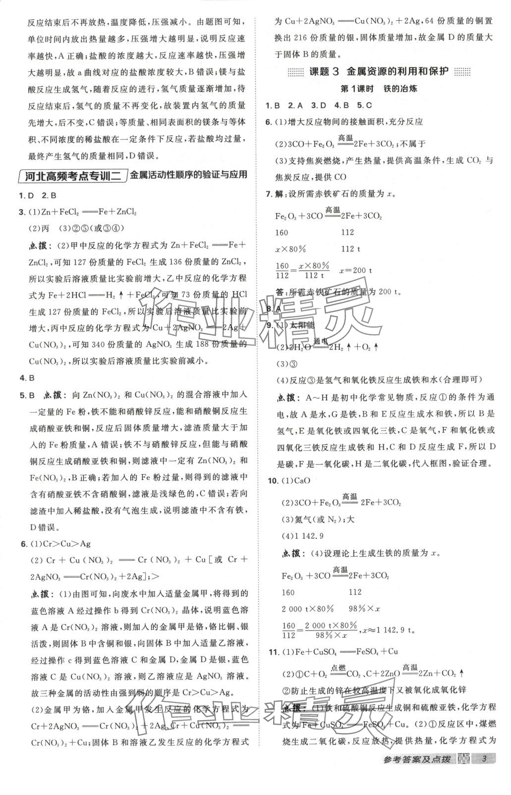 2025年點撥訓練九年級化學下冊人教版河北專版&nbsp;第3頁