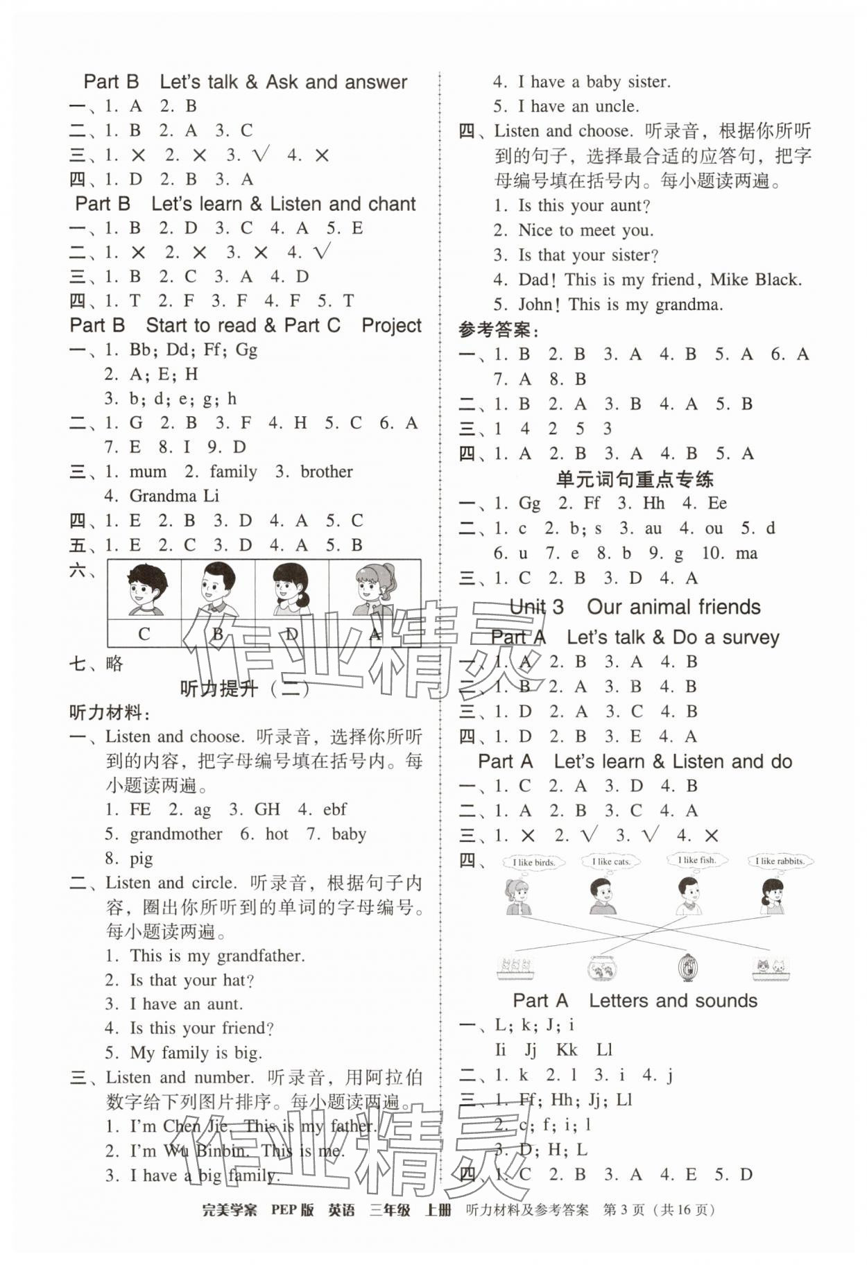2025年完美学案三年级英语上册人教版 第3页