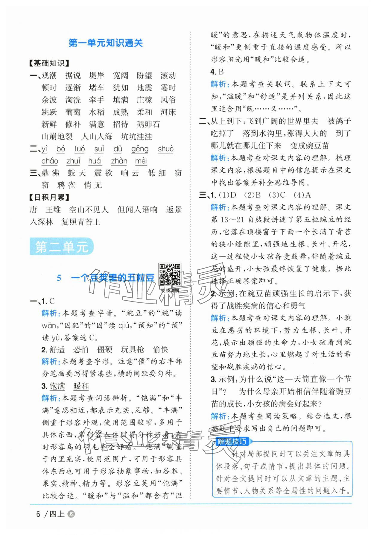 2025年陽光同學課時優(yōu)化作業(yè)四年級語文上冊人教版江蘇專版 第6頁