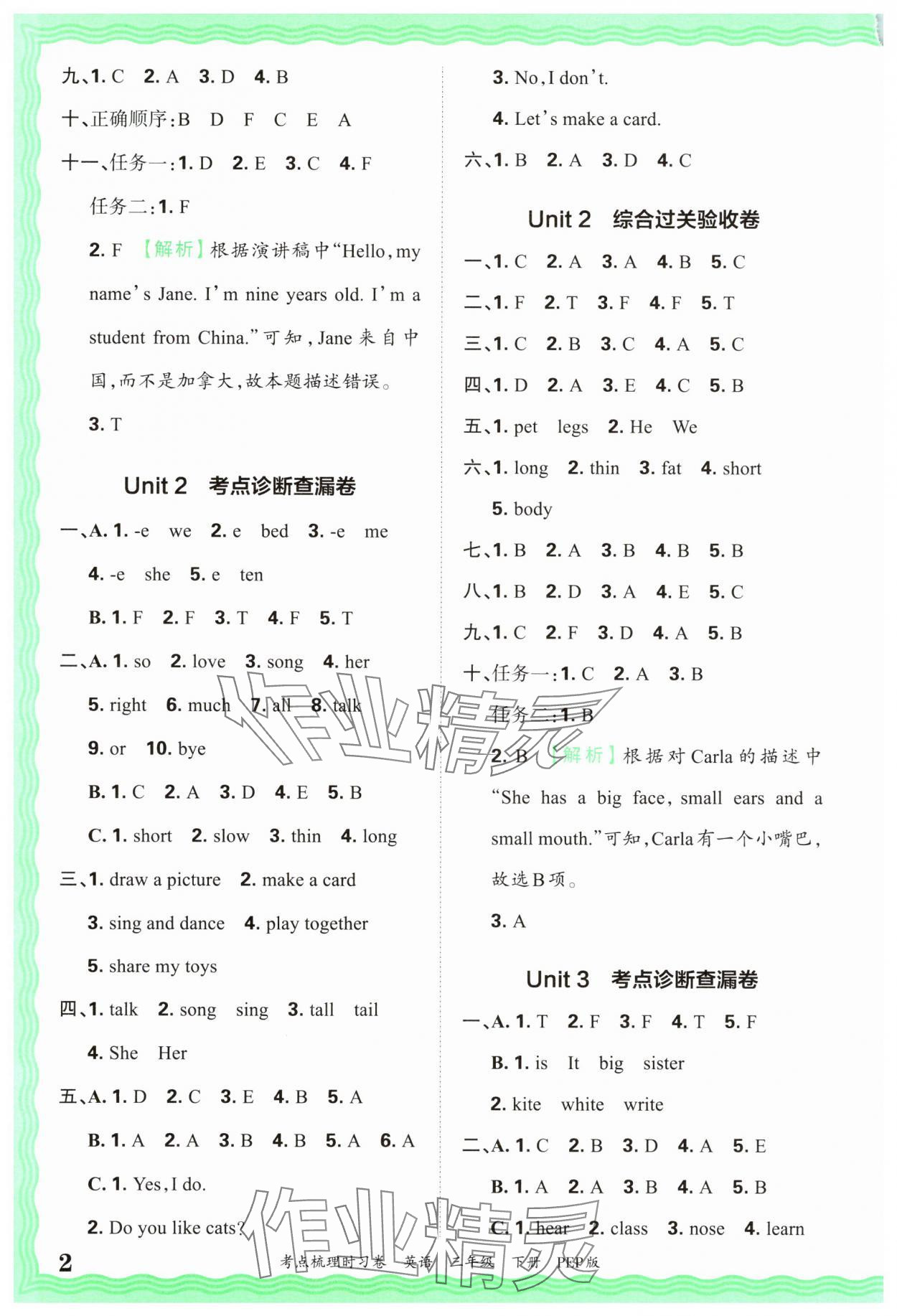 2025年王朝霞考点梳理时习卷三年级英语下册人教版 第2页