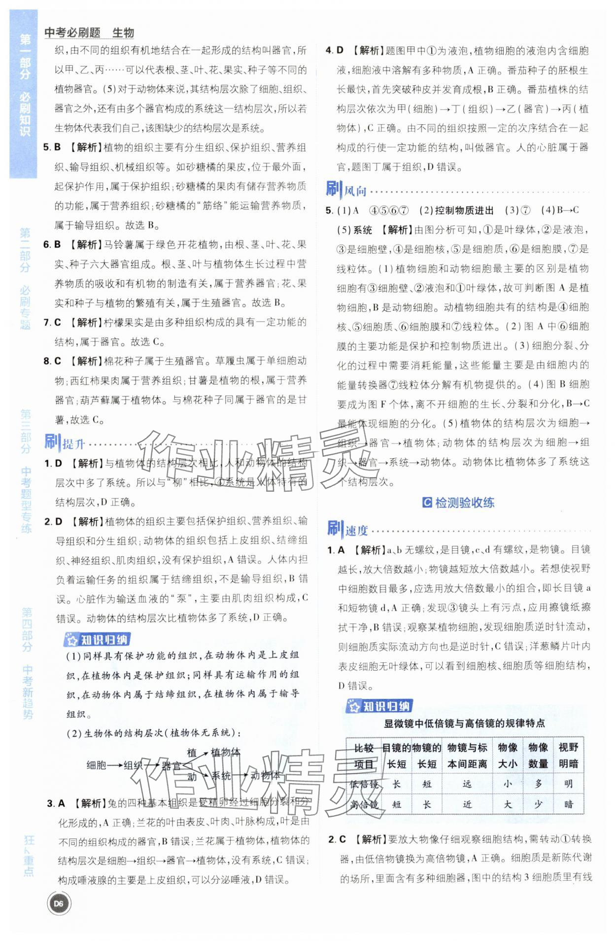 2024年中考必刷题开明出版社生物&nbsp;第6页