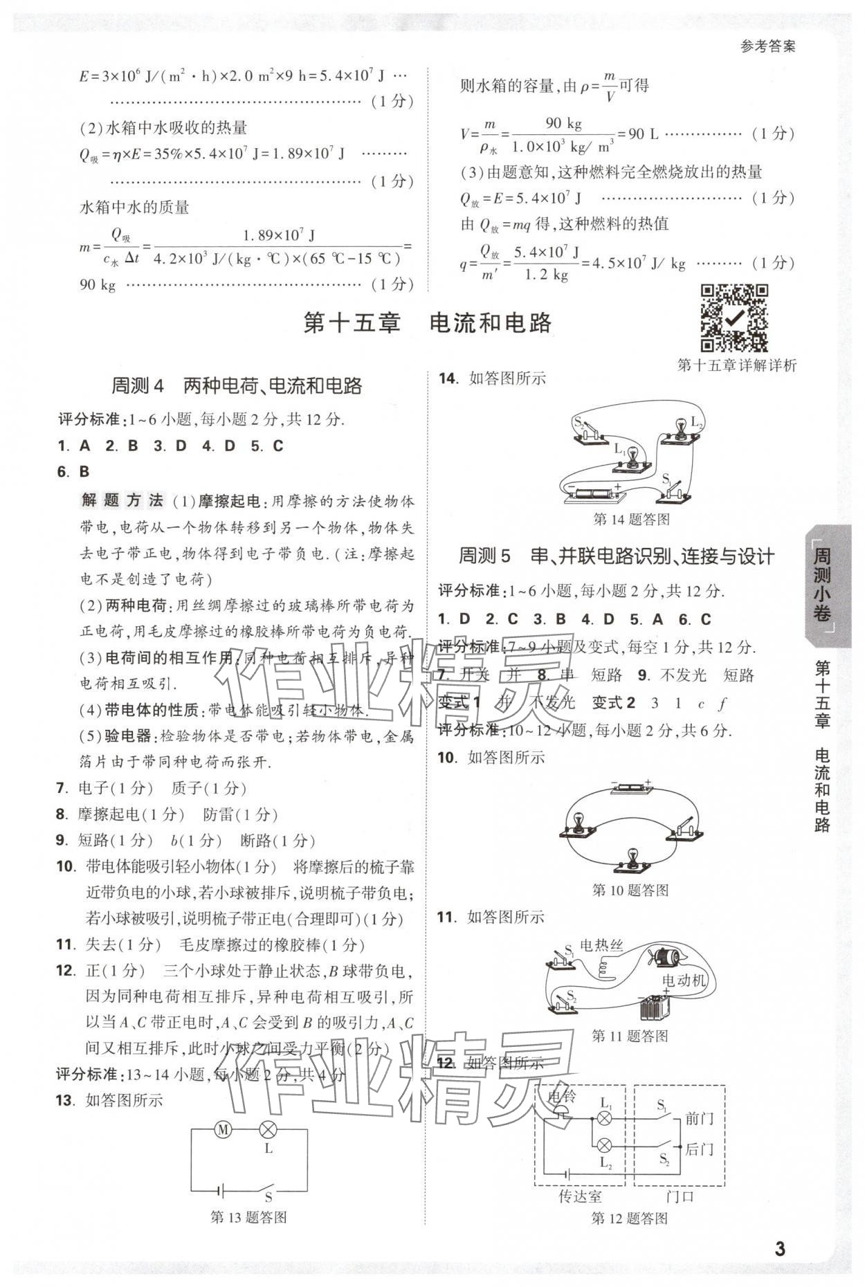 2025年万唯中考大小卷九年级物理全一册人教版&nbsp;参考答案第3页