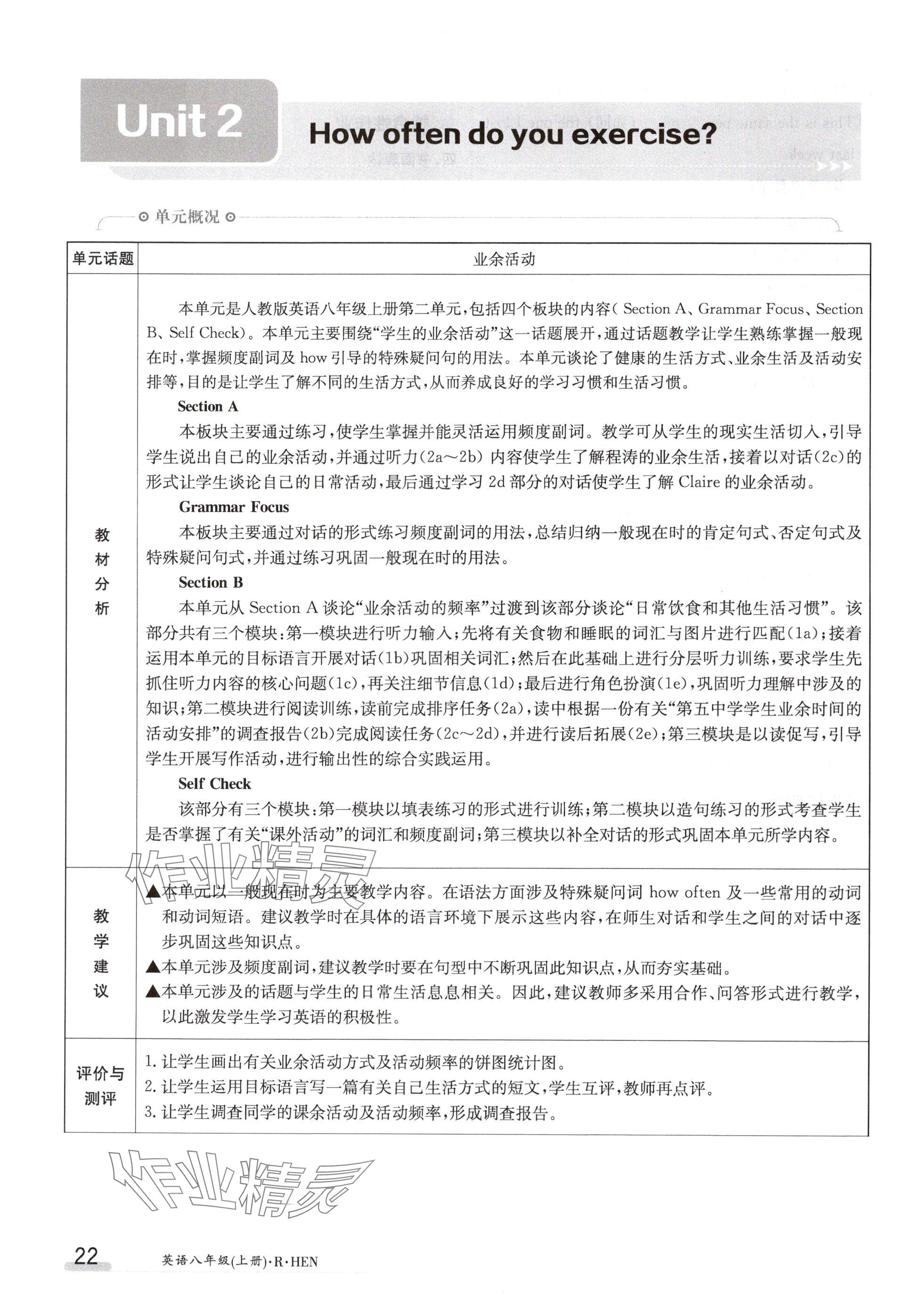 2024年金太阳导学案八年级英语上册人教版 参考答案第22页