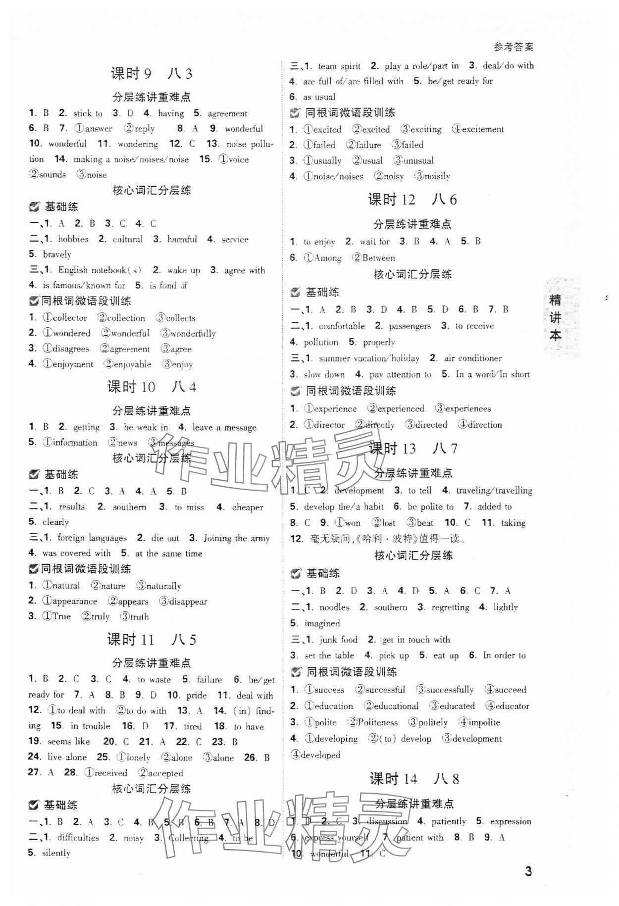 2024年万唯中考试题研究英语云南专版 参考答案第3页