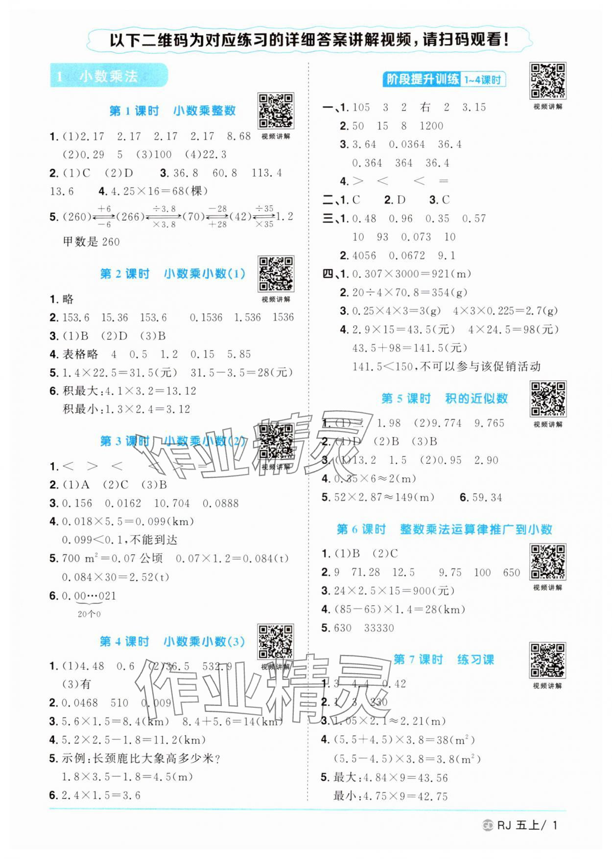 2024年陽光同學課時優(yōu)化作業(yè)五年級數(shù)學上冊人教版廣東專版 第1頁