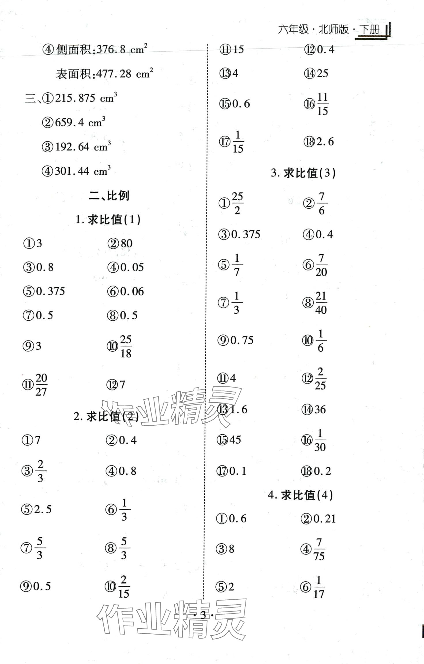 2024年千里馬同步豎式脫式計(jì)算六年級數(shù)學(xué)下冊北師大版 第3頁