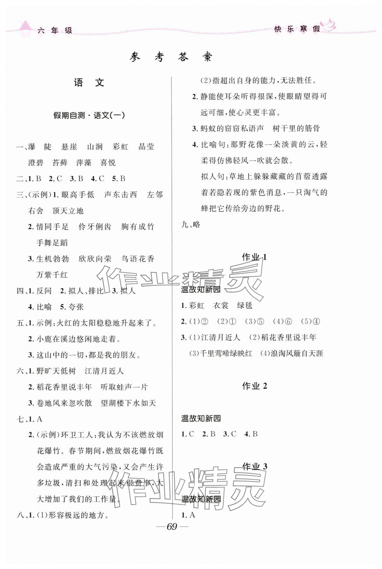 2025年贏在起跑線快樂寒假六年級合訂本福建專版河北少年兒童出版社 第1頁