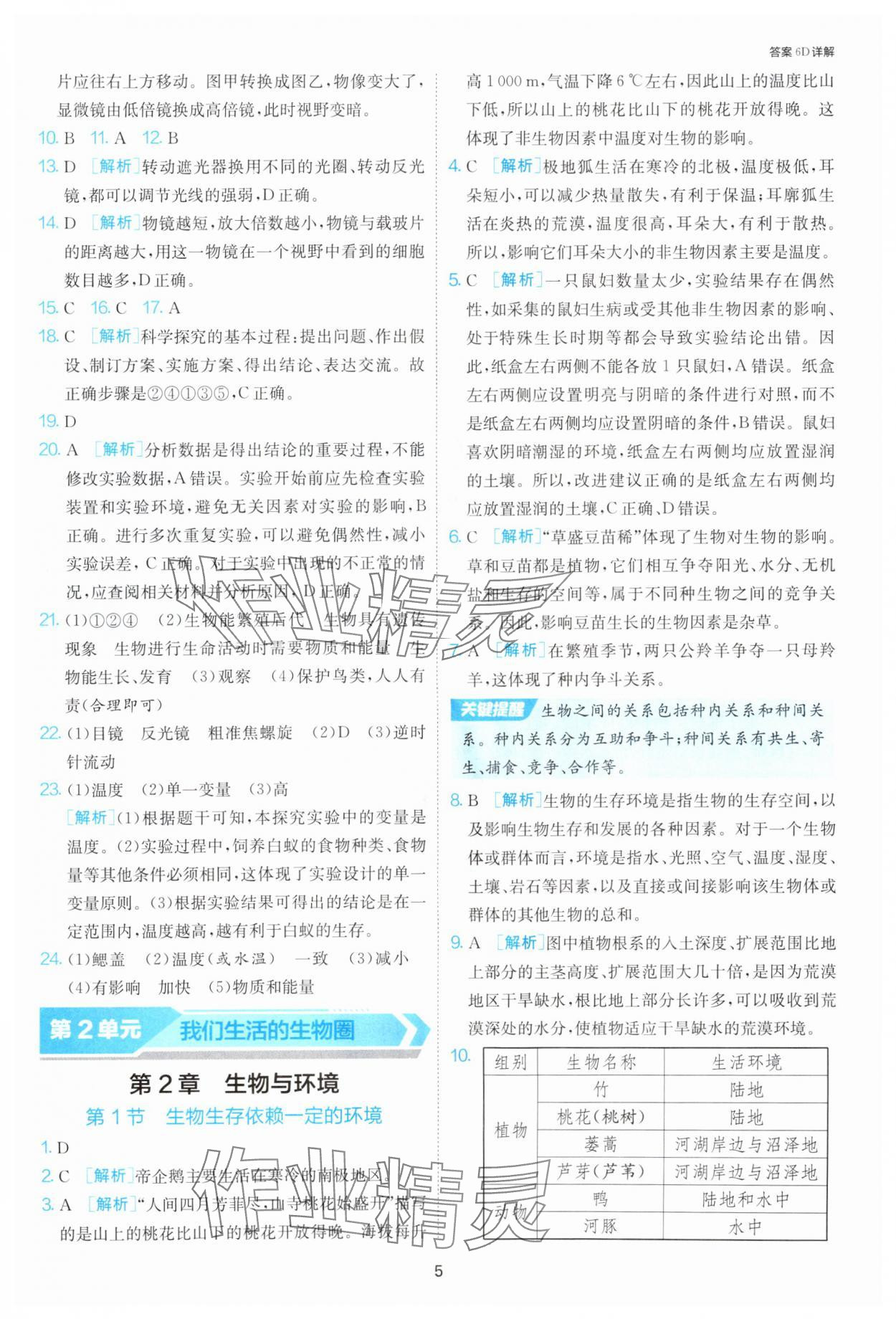 2025年課時(shí)訓(xùn)練江蘇人民出版社七年級(jí)生物上冊蘇科版 第5頁