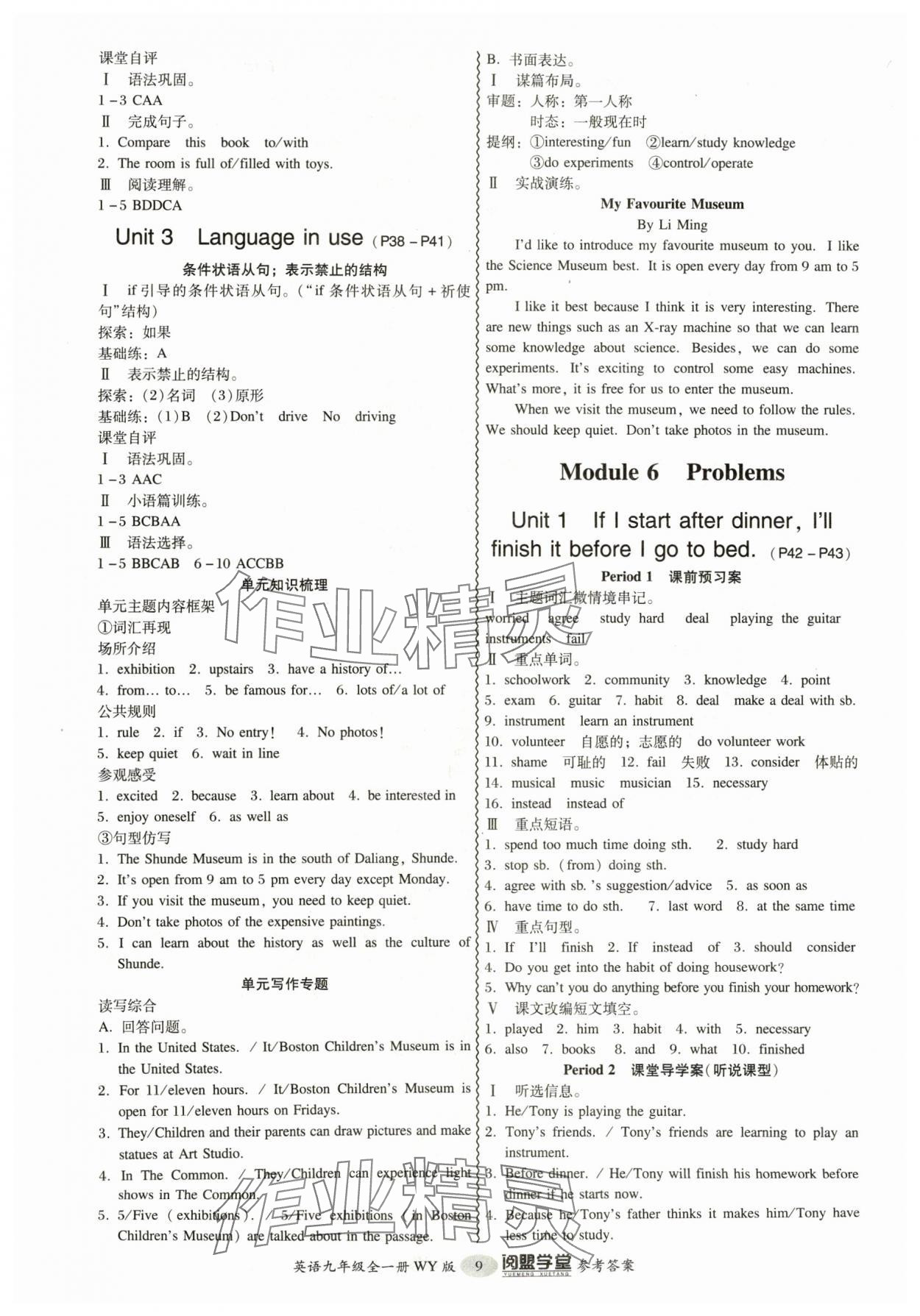 2024年分層導(dǎo)學(xué)案九年級(jí)英語(yǔ)全一冊(cè)外研版&nbsp;參考答案第9頁(yè)