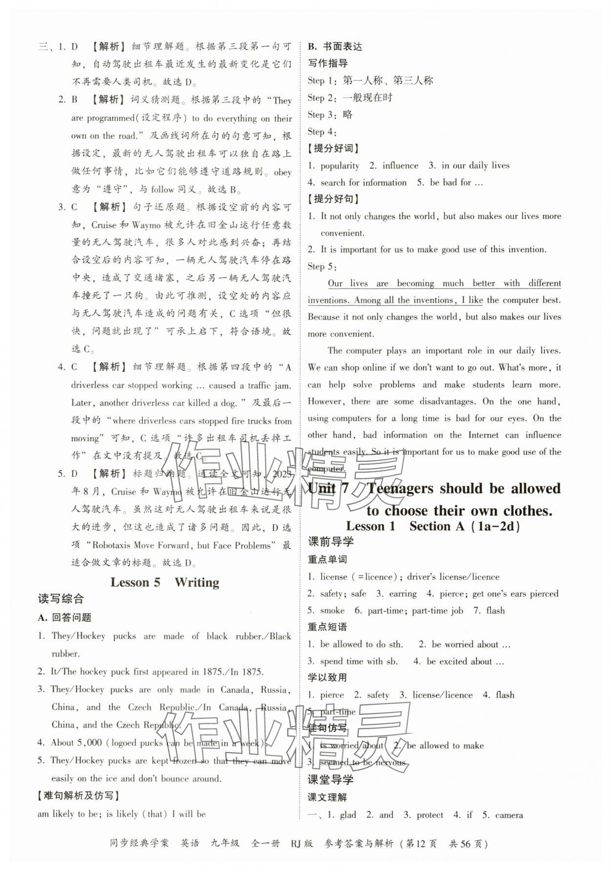 2024年同步經(jīng)典學(xué)案九年級(jí)英語(yǔ)全一冊(cè)人教版 第12頁(yè)