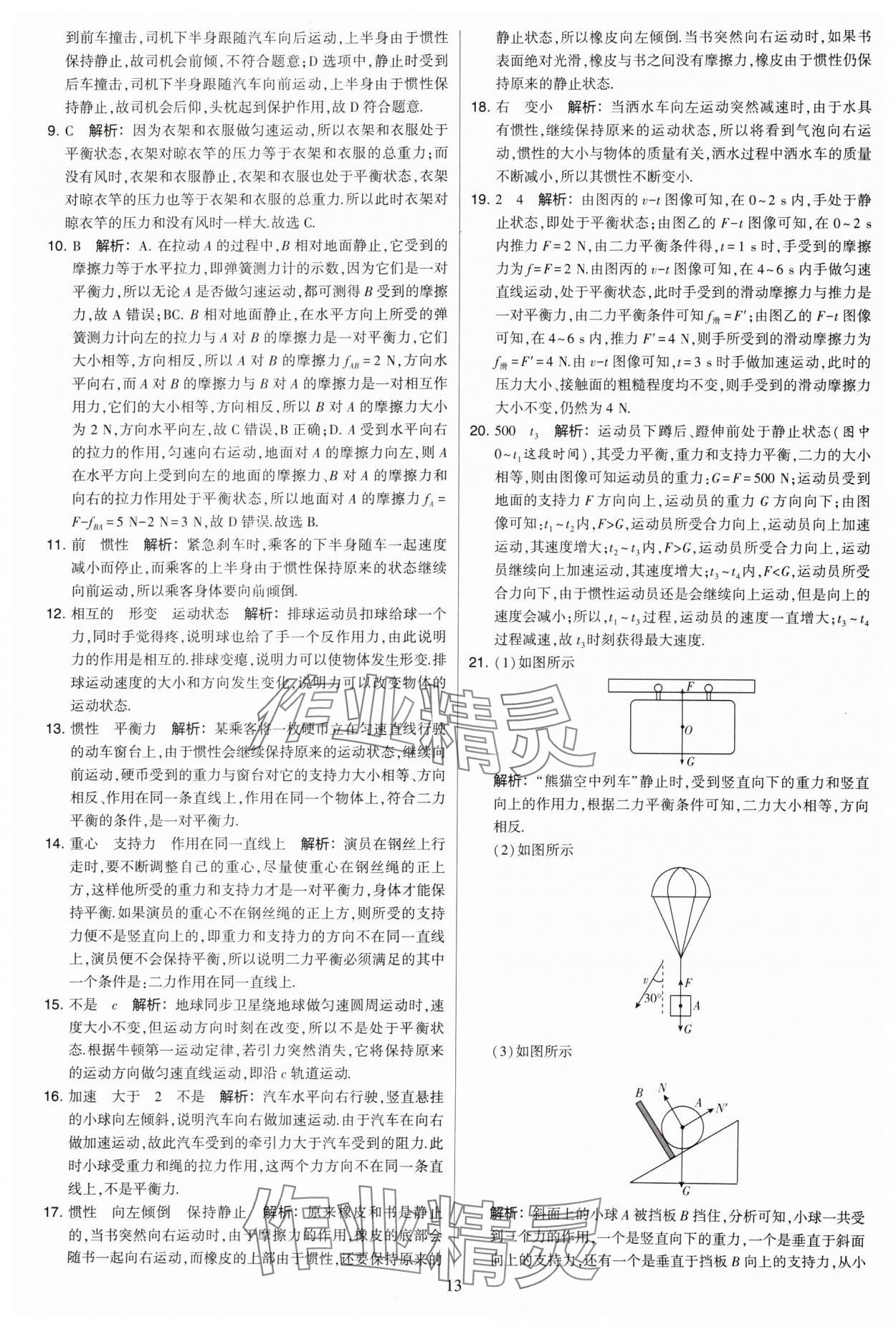 2024年學霸提優(yōu)大試卷八年級物理下冊蘇科版 參考答案第13頁