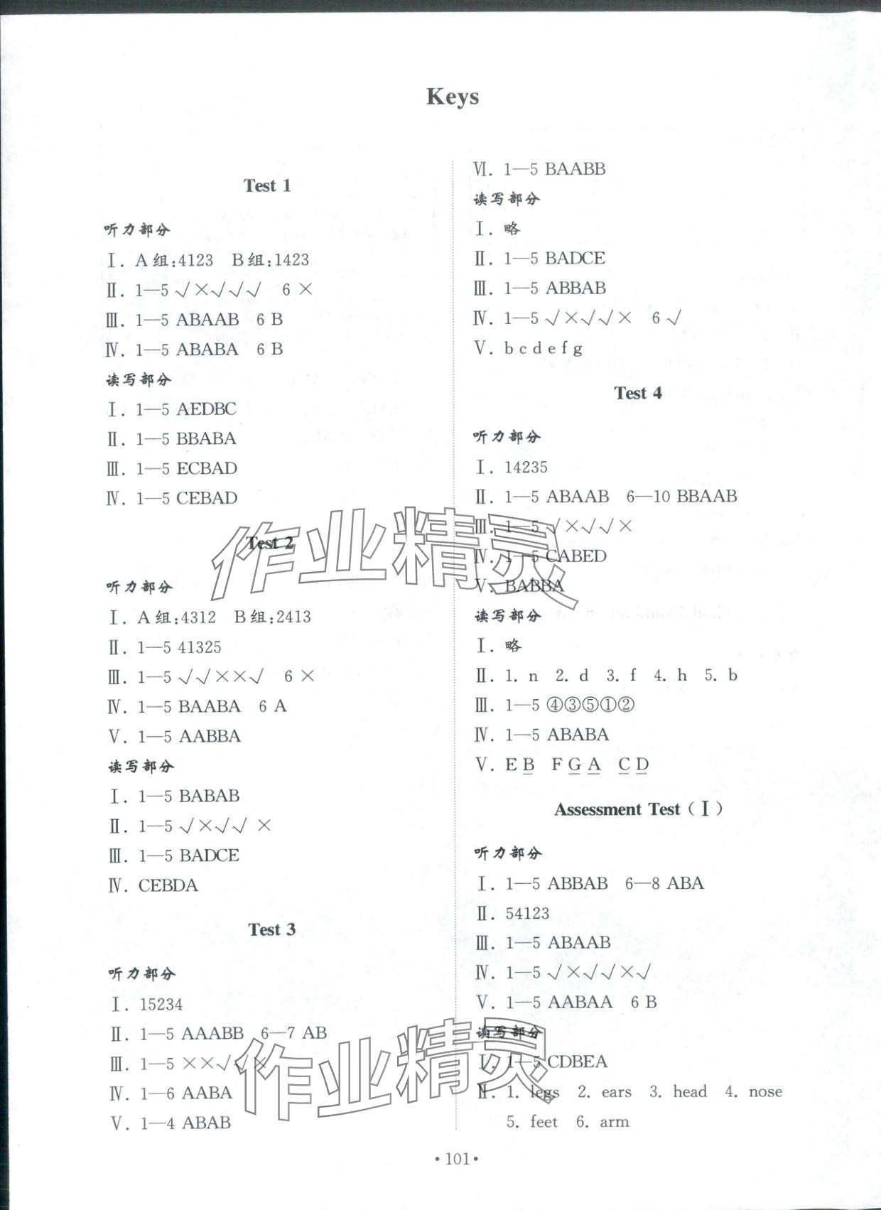 2025年同步练习册配套检测卷三年级英语上册鲁教版五四制 参考答案第1页