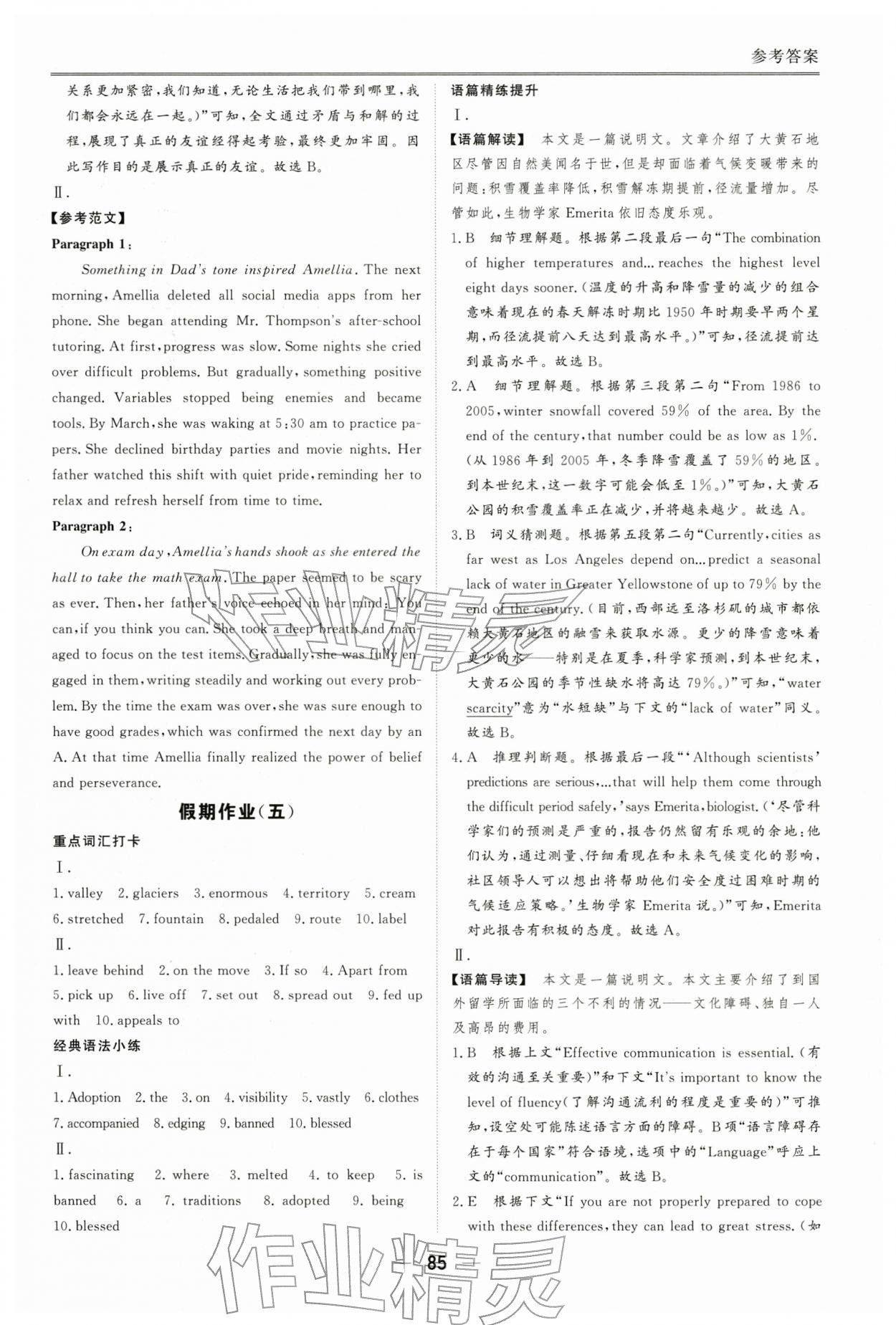 2026年完美假期假期自主学习训练高二英语人教版&nbsp;第5页