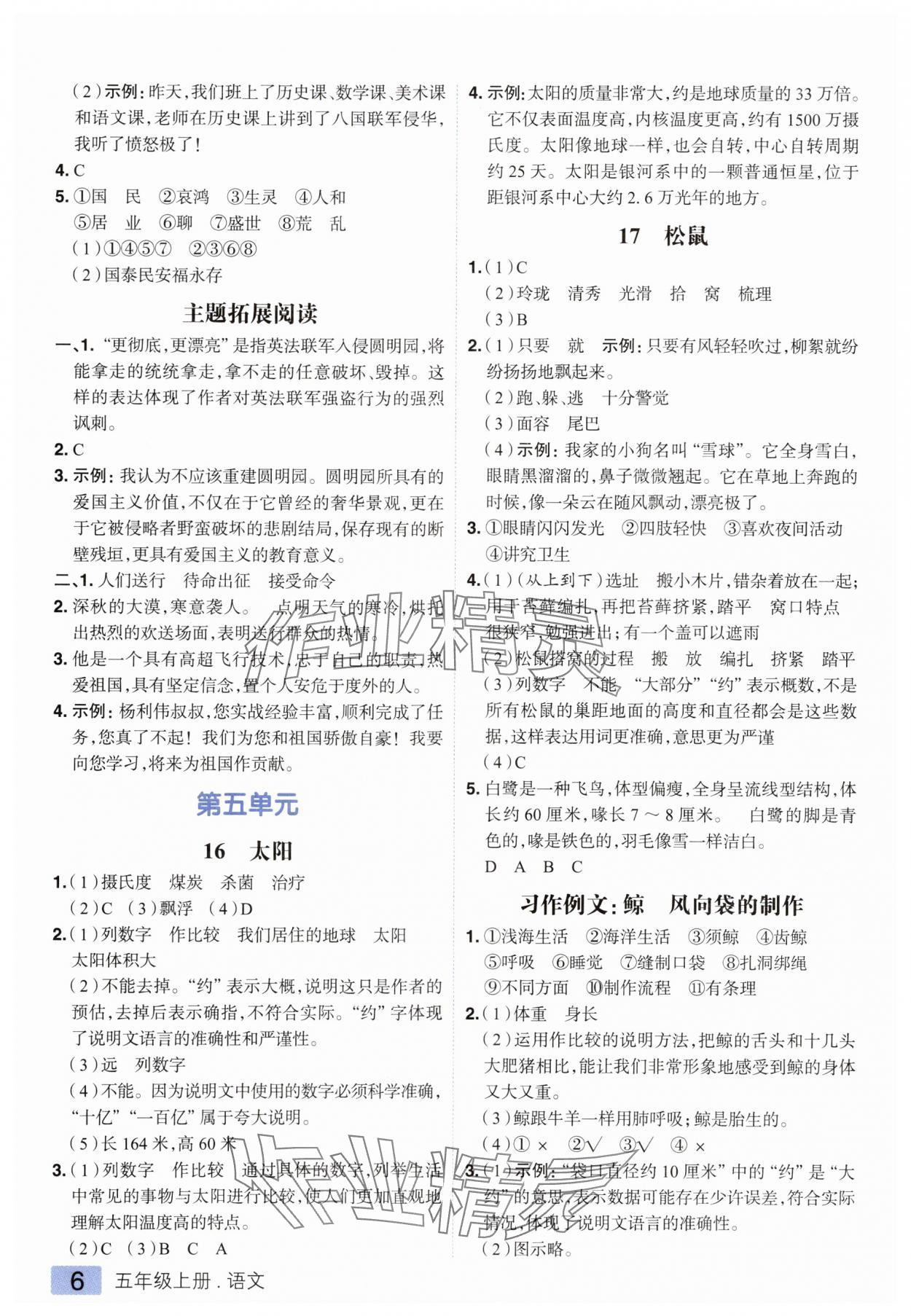 2025年练出好成绩五年级语文上册人教版 第6页