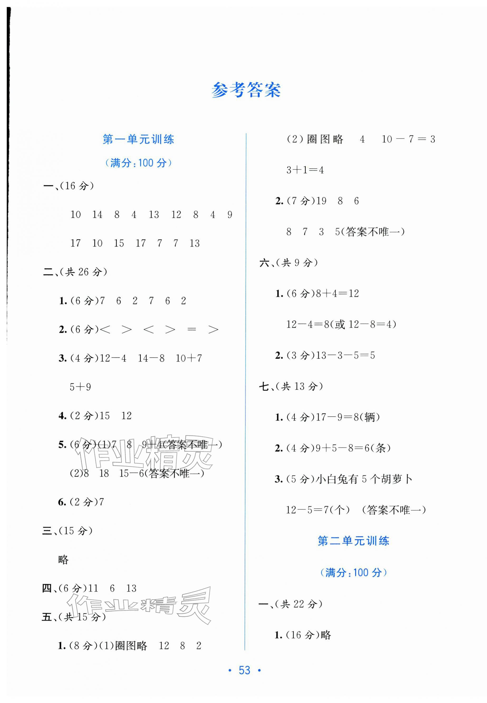 2026年全程检测单元测试卷一年级数学下册苏教版&nbsp;第1页