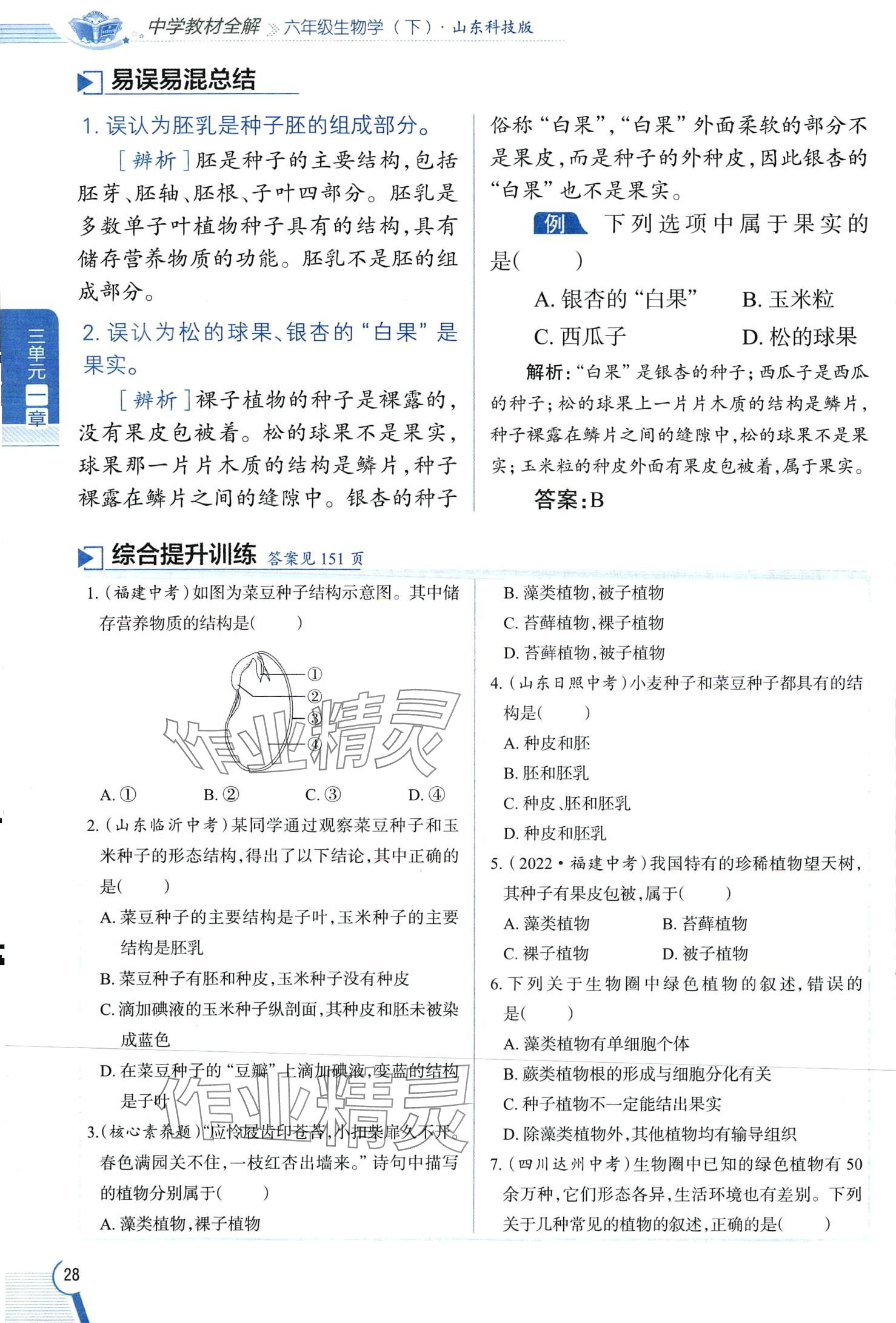 2024年教材課本六年級生物下冊魯科版 第28頁