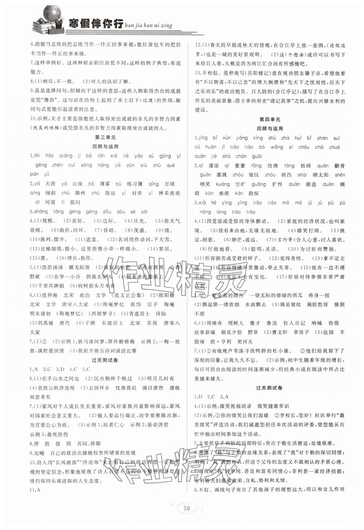 2025年假期伴你行寒假復(fù)習(xí)計劃九年級語文合肥工業(yè)大學(xué)出版社 第2頁