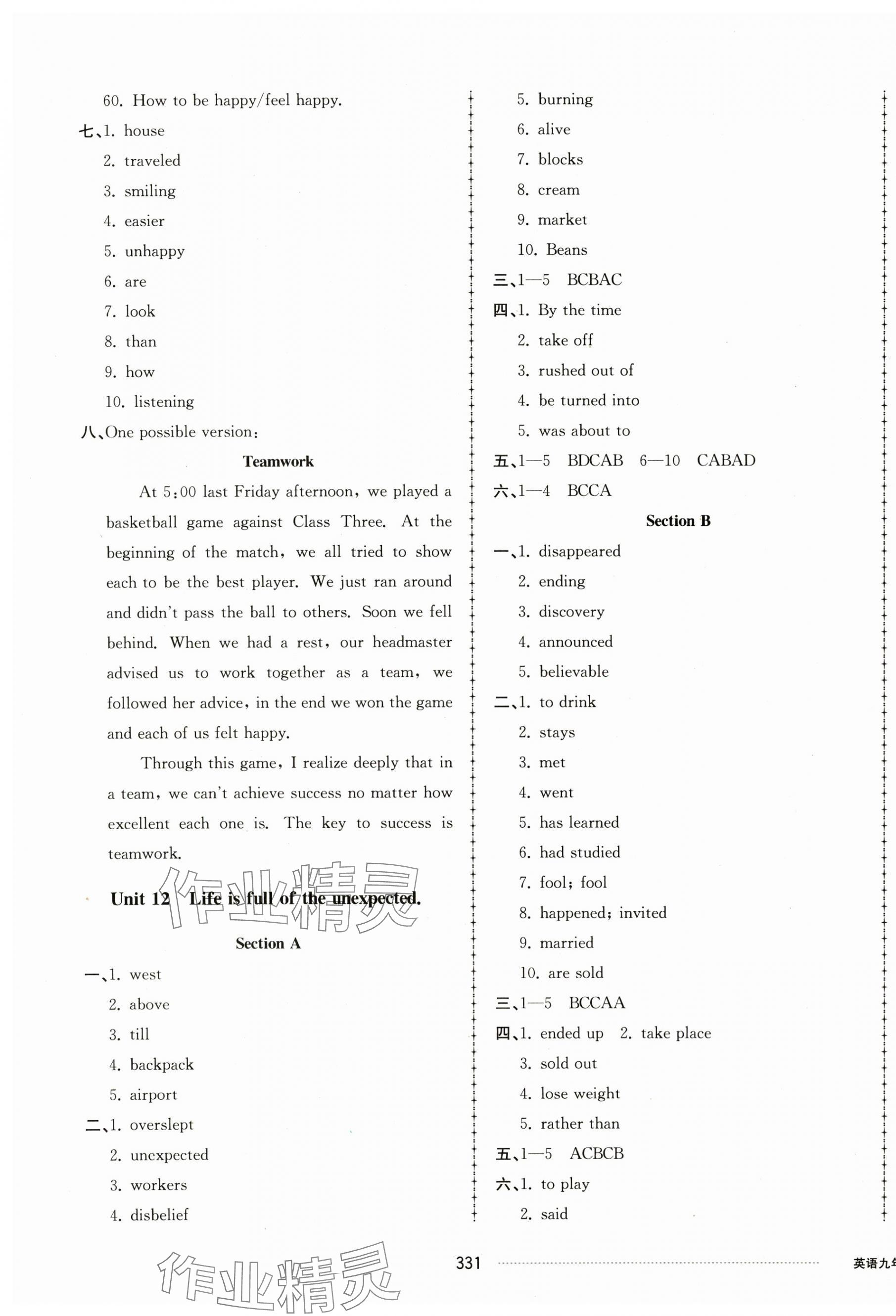 2023年同步練習(xí)冊(cè)配套單元檢測(cè)卷九年級(jí)英語(yǔ)上冊(cè)人教版 第11頁(yè)