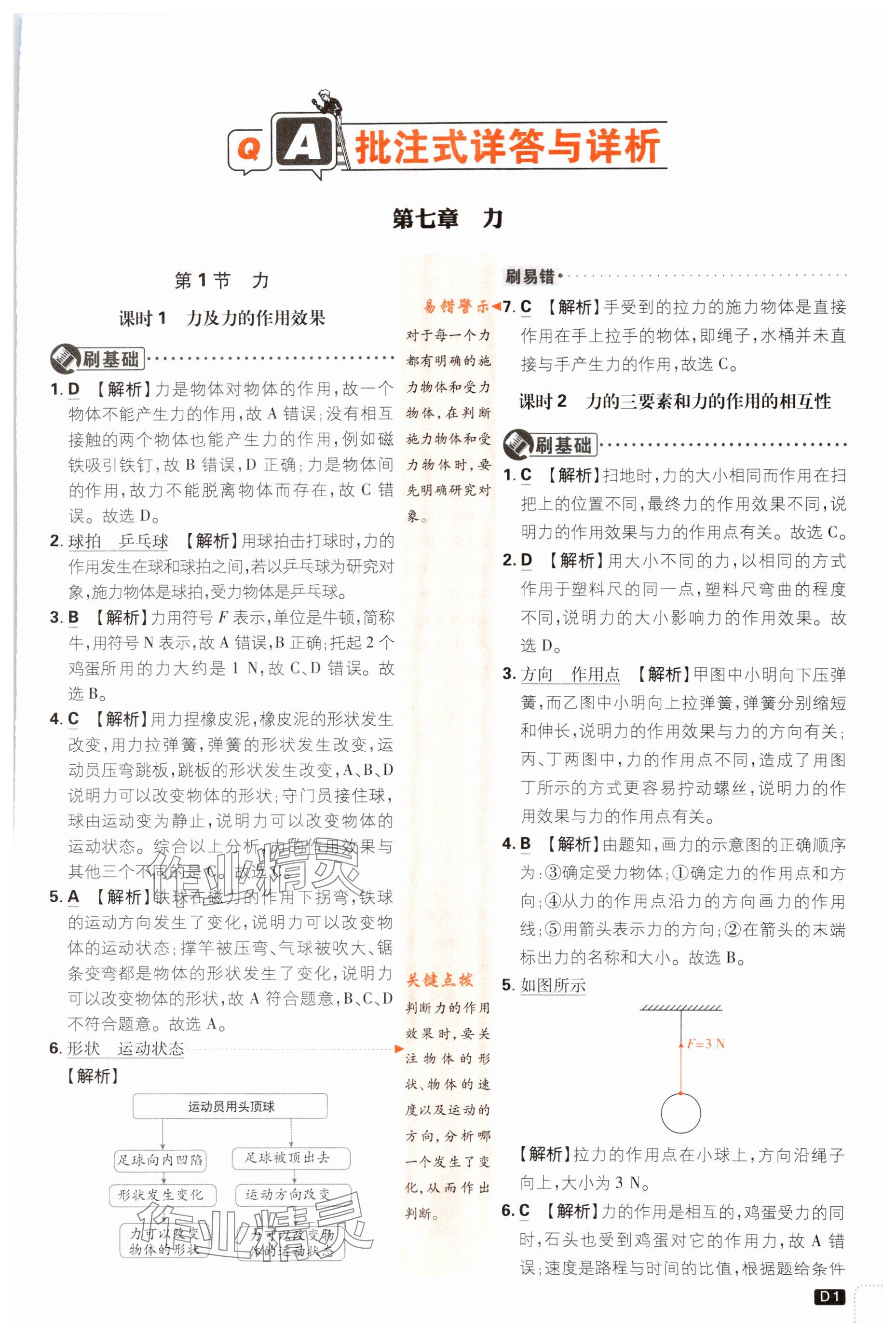 2024年初中必刷題八年級(jí)物理下冊(cè)人教版 參考答案第1頁(yè)